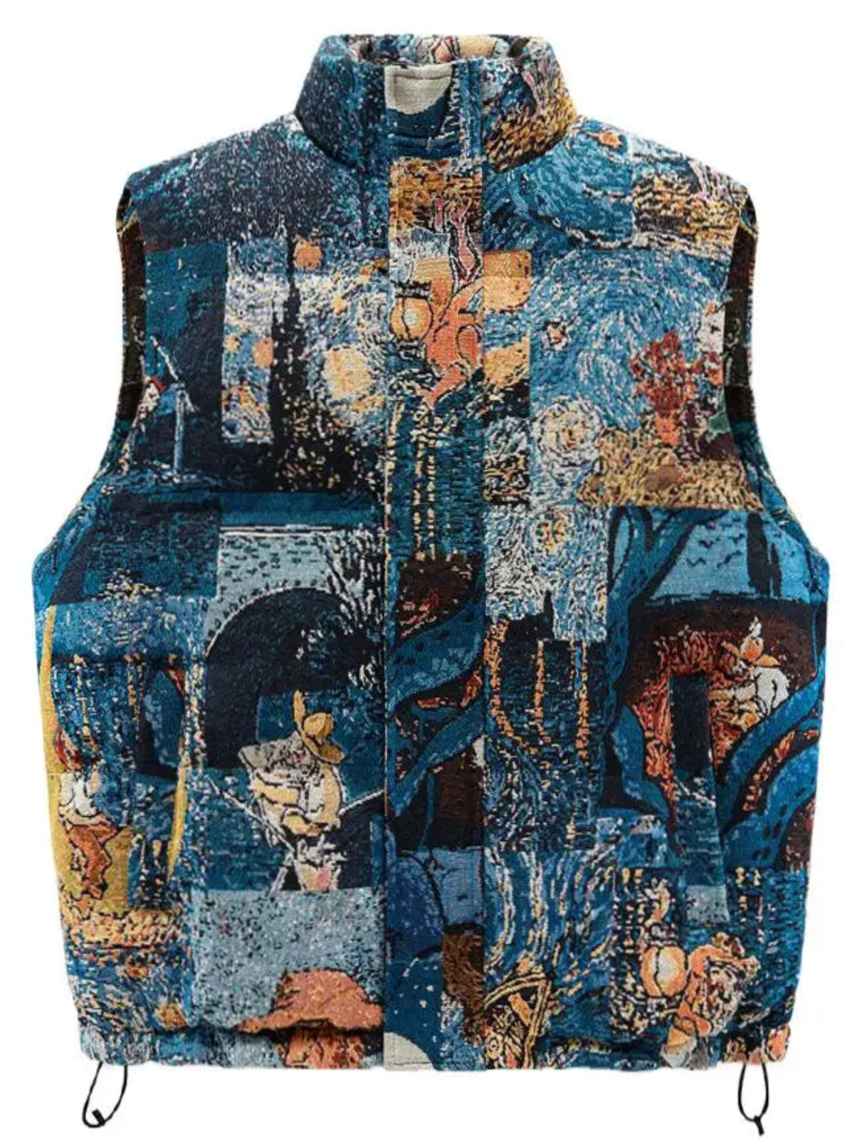 Multicolored patterned vest on a white background