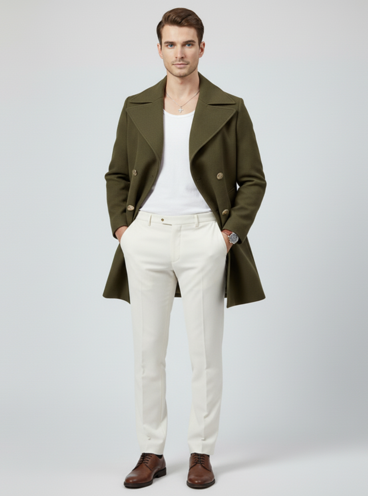 Double-Breasted Wool Overcoat