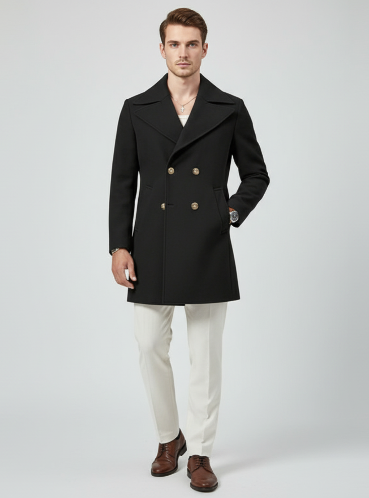 Double-Breasted Wool Overcoat