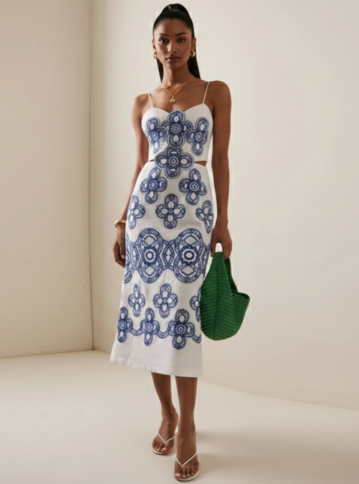 Embroidered Midi Dress