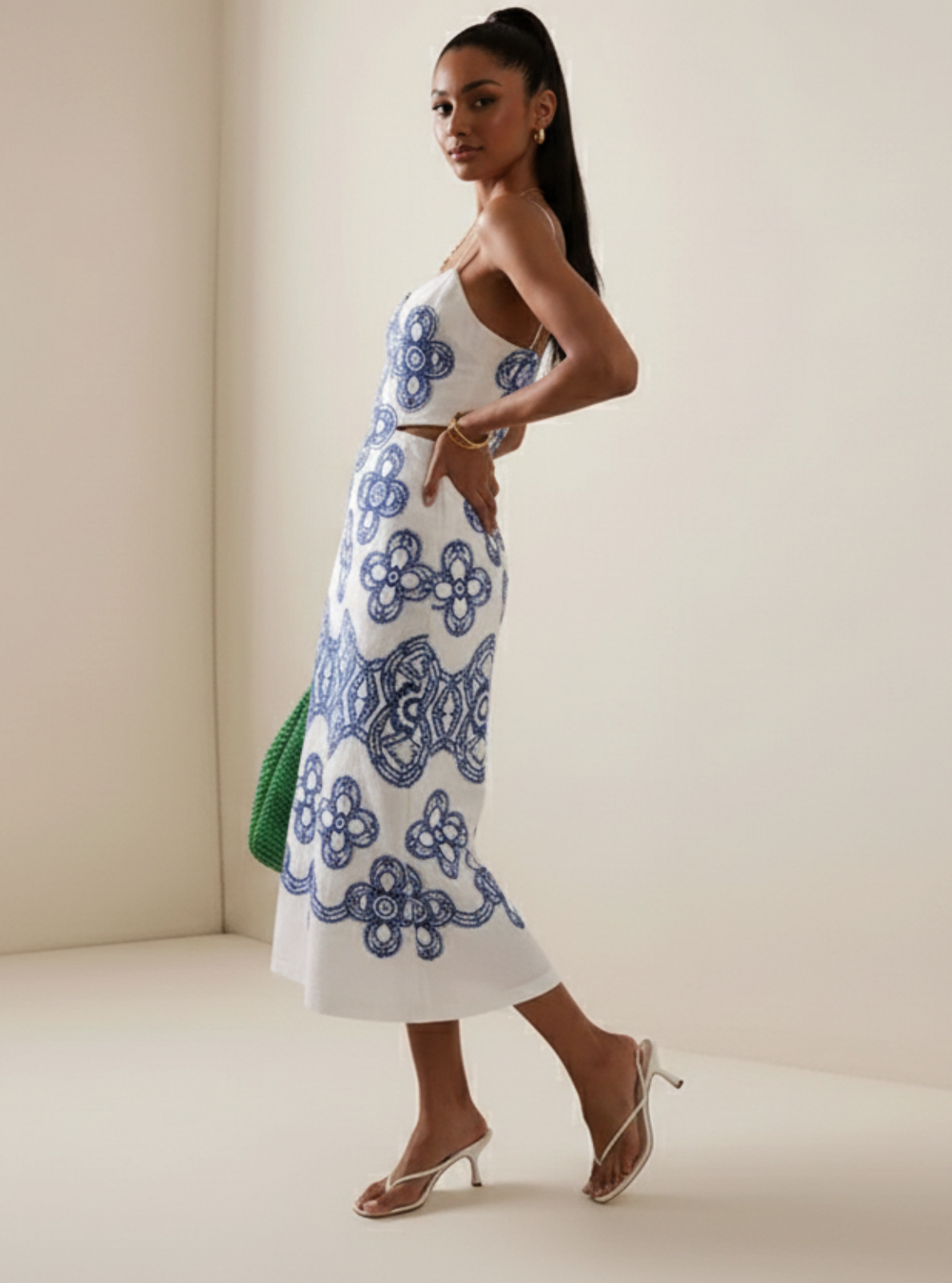 Embroidered Midi Dress