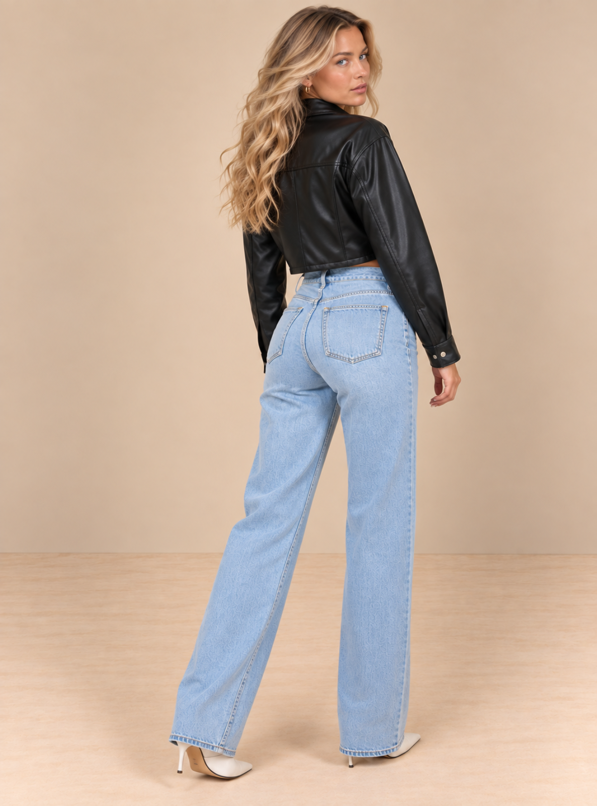 Faux Leather Cropped Jacket