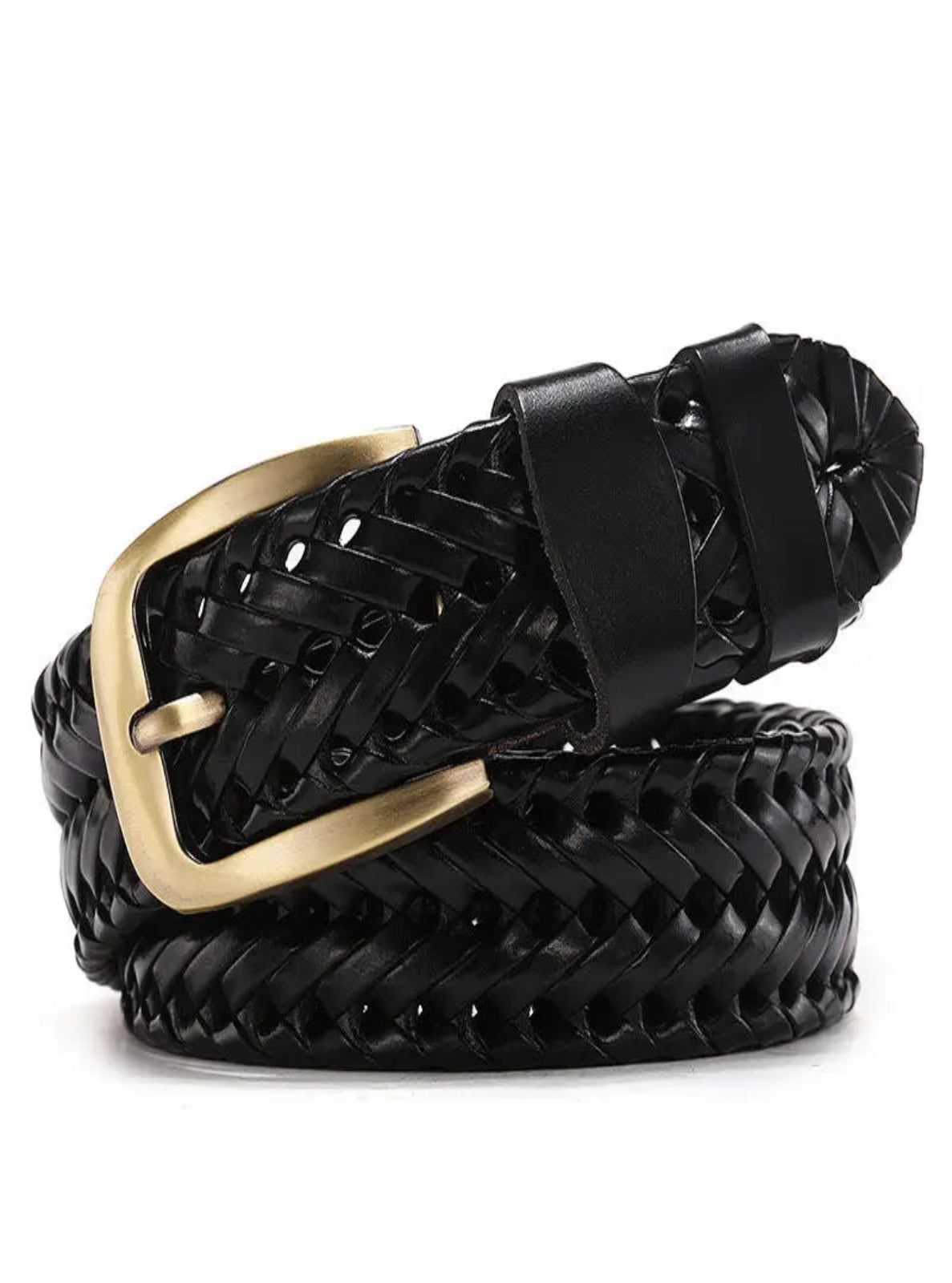 Black belt with gold buckle
