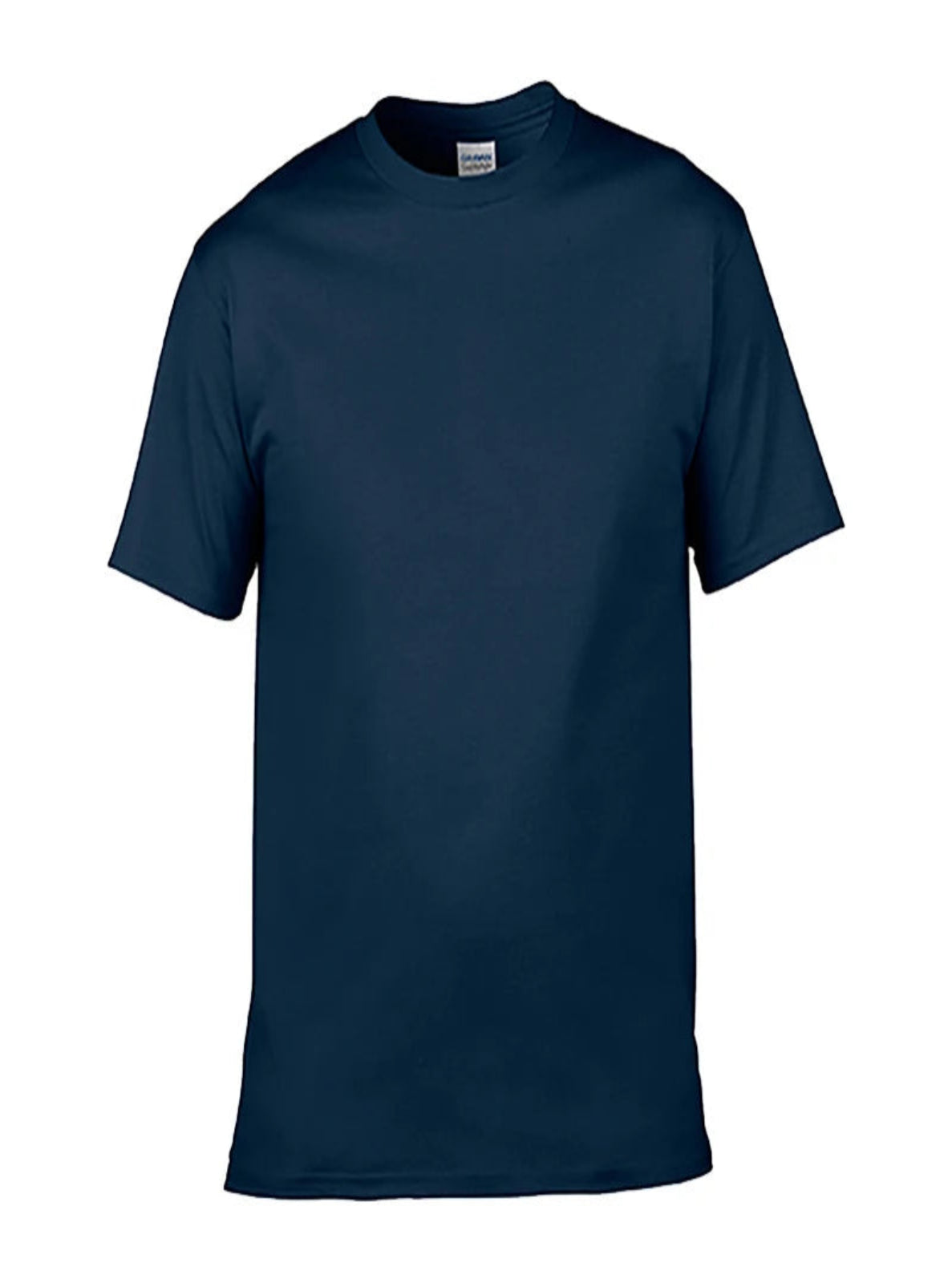 Navy blue t-shirt on a white background