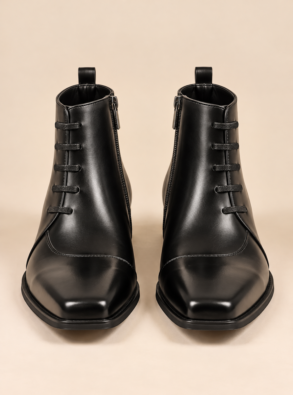 Pointed-Toe Split-Leather Ankle Boots