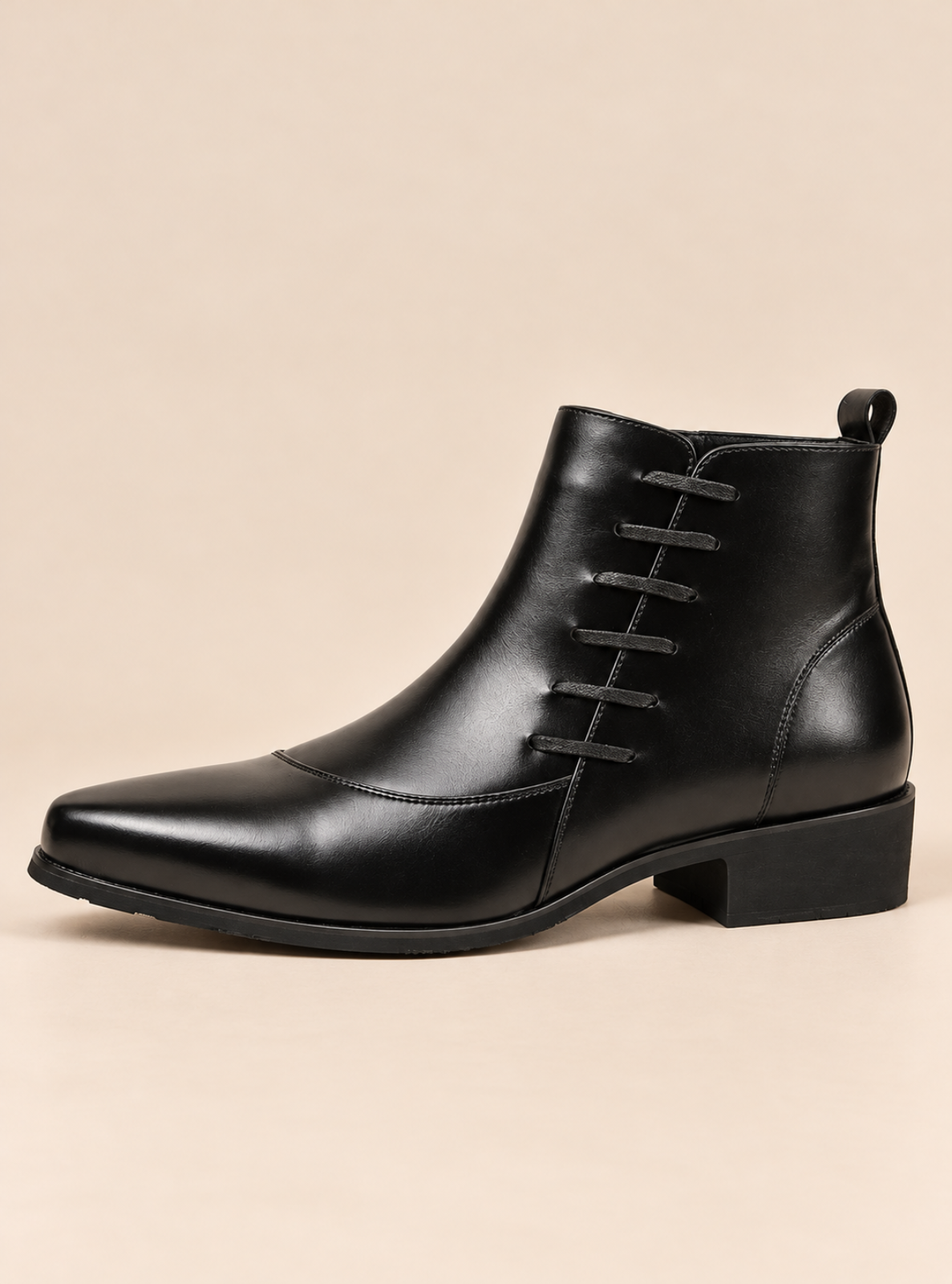 Pointed-Toe Split-Leather Ankle Boots