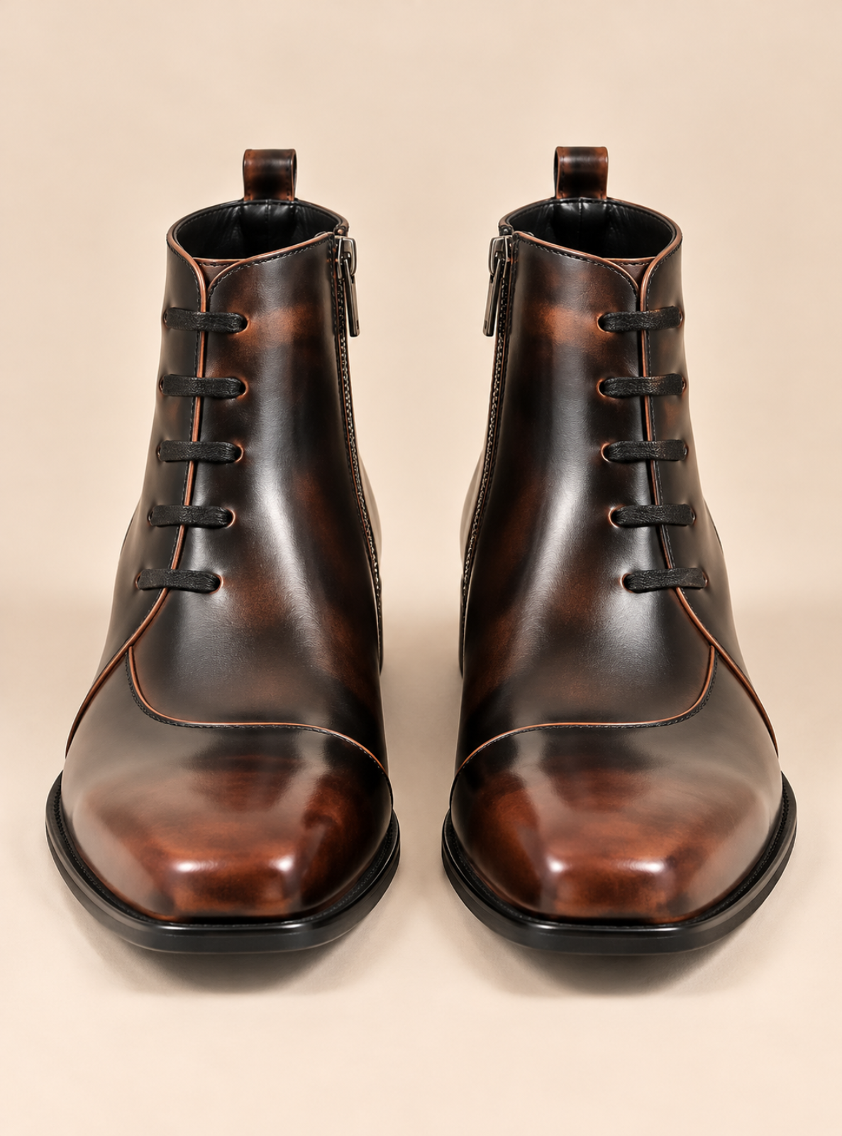 Pointed-Toe Split-Leather Ankle Boots