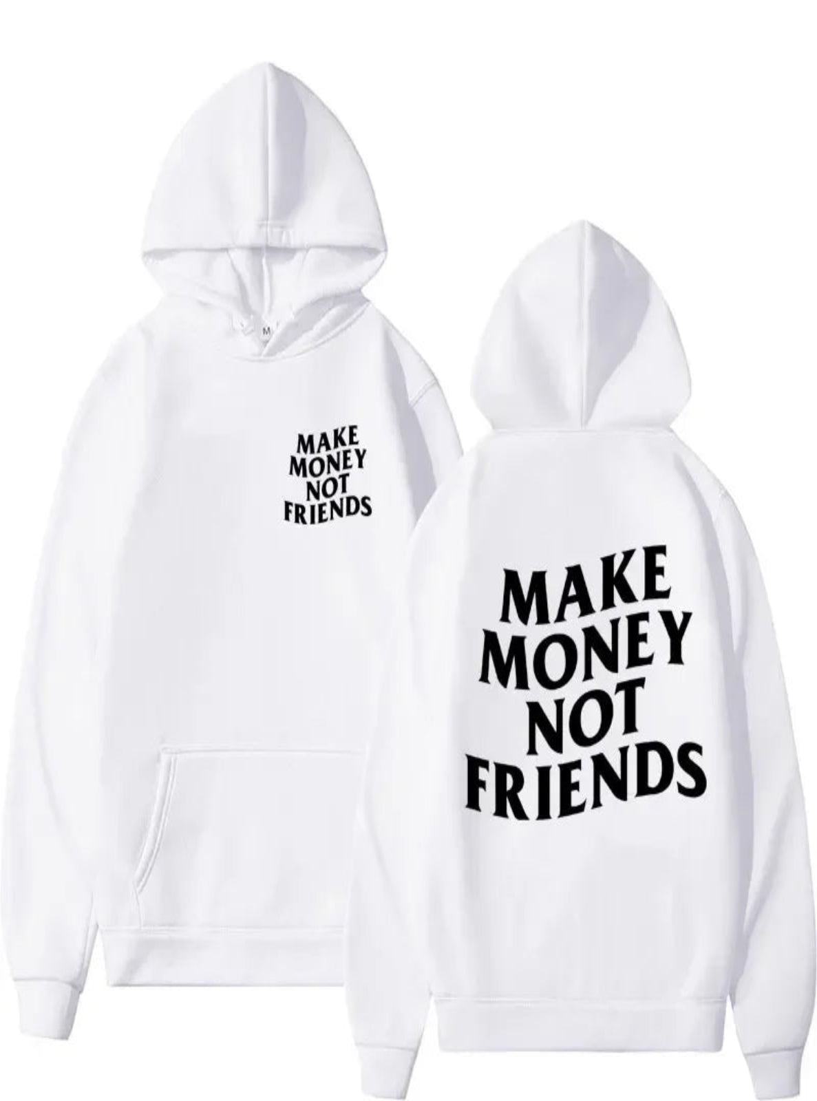 White Loose-Fit Printed Hoodie