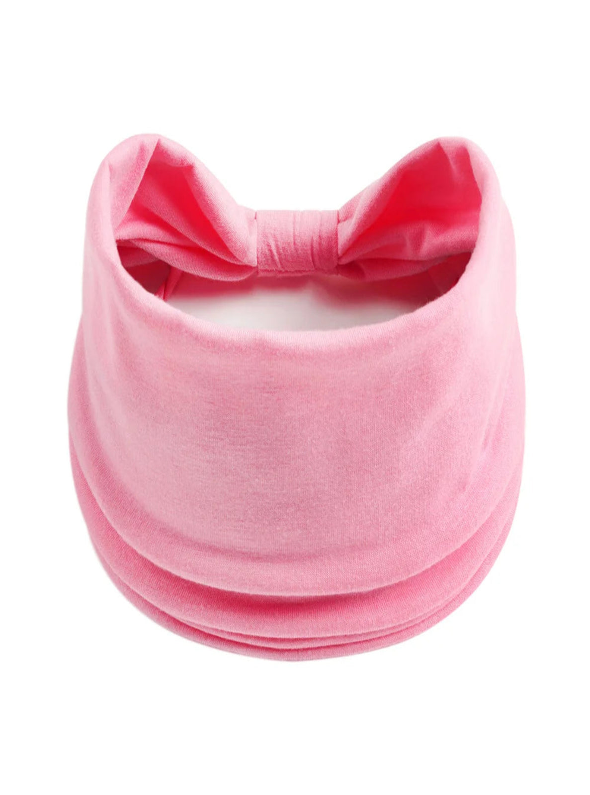Pink velvet headband with a bow on a white background
