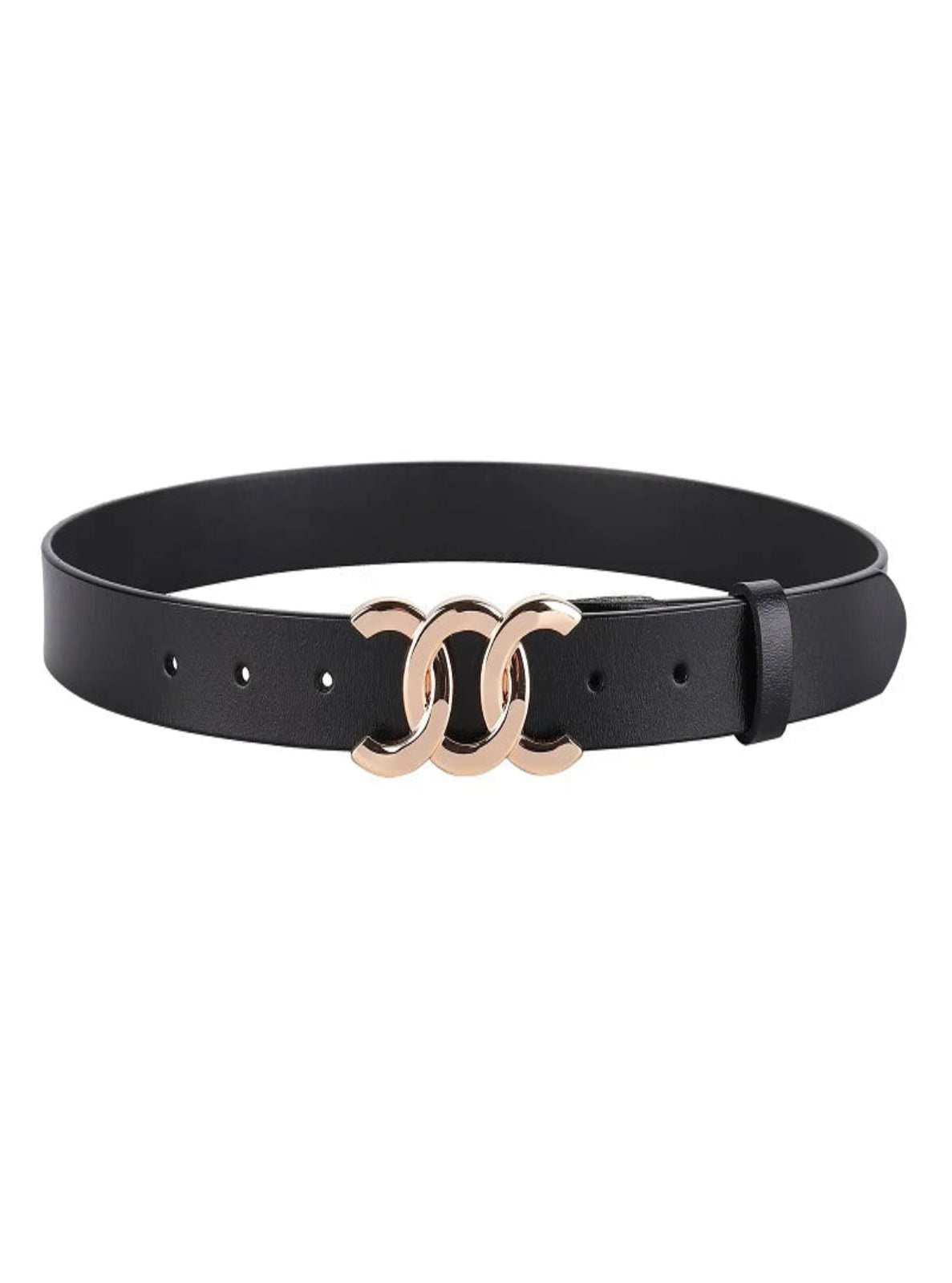 Black belt with gold buckle on a white background