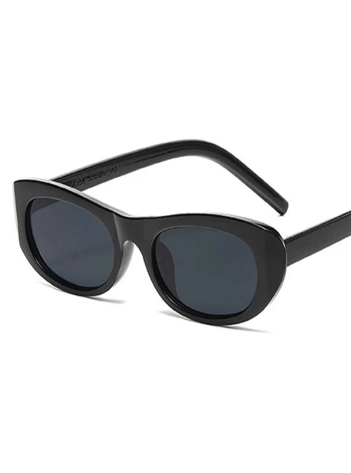 Black cat-eye sunglasses on a white background