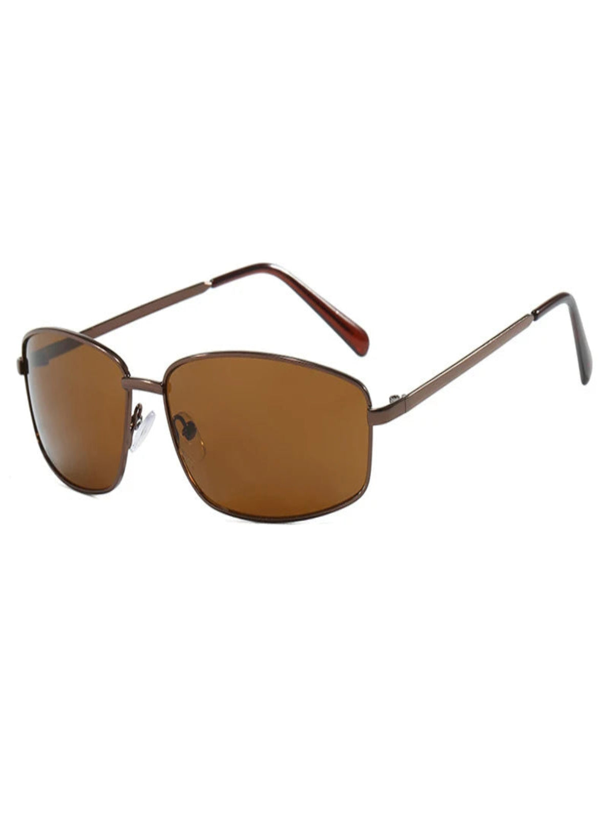 Brown sunglasses with metal frame on a white background