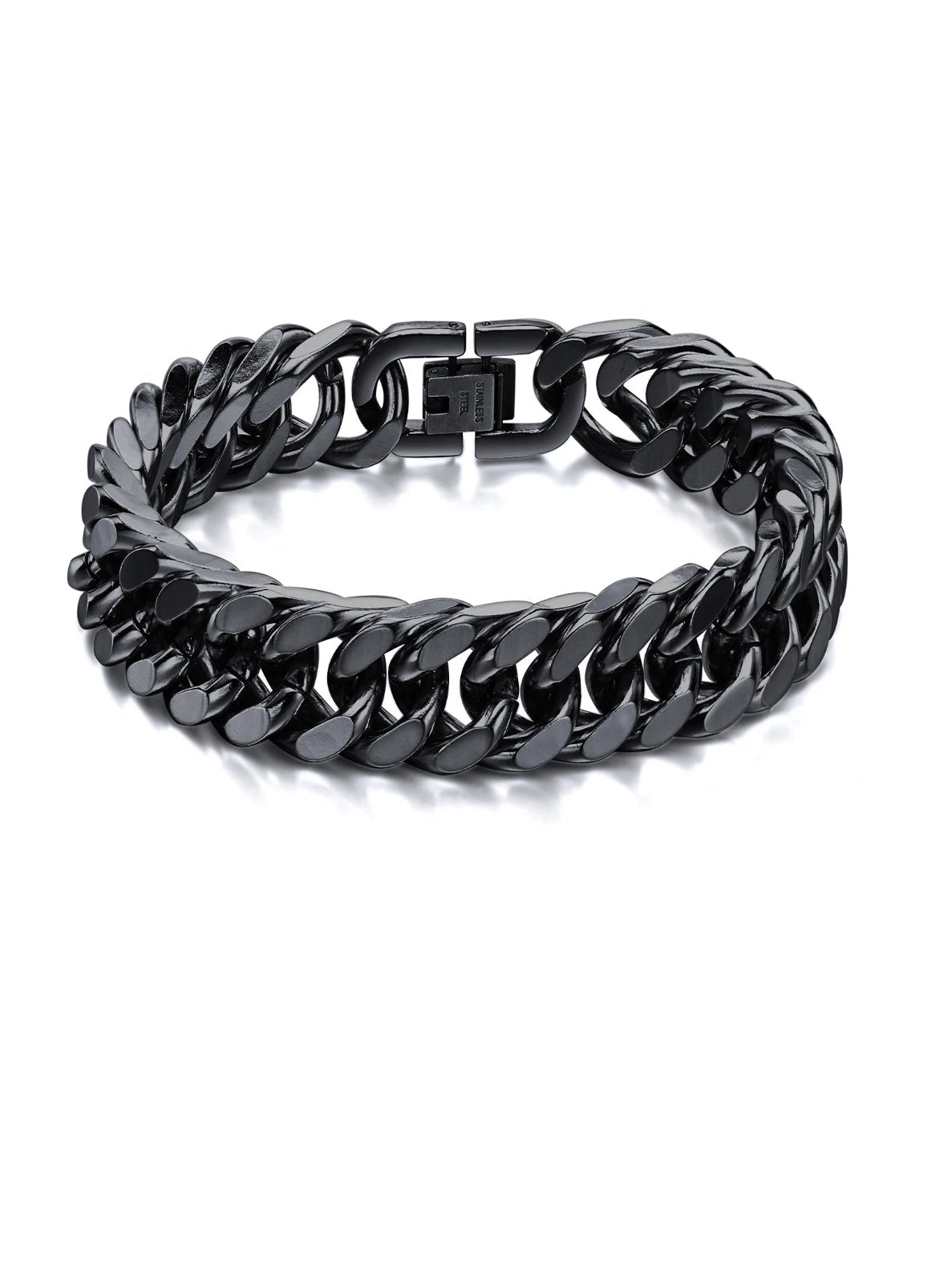 Black chain bracelet on a white background