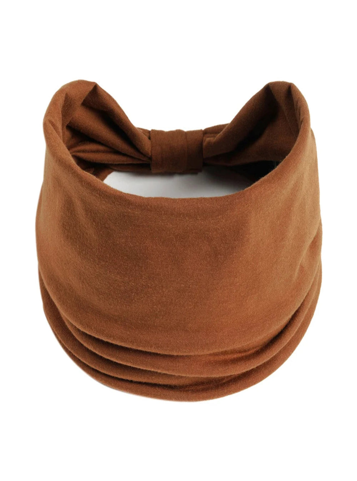 Brown headband with a bow on a white background