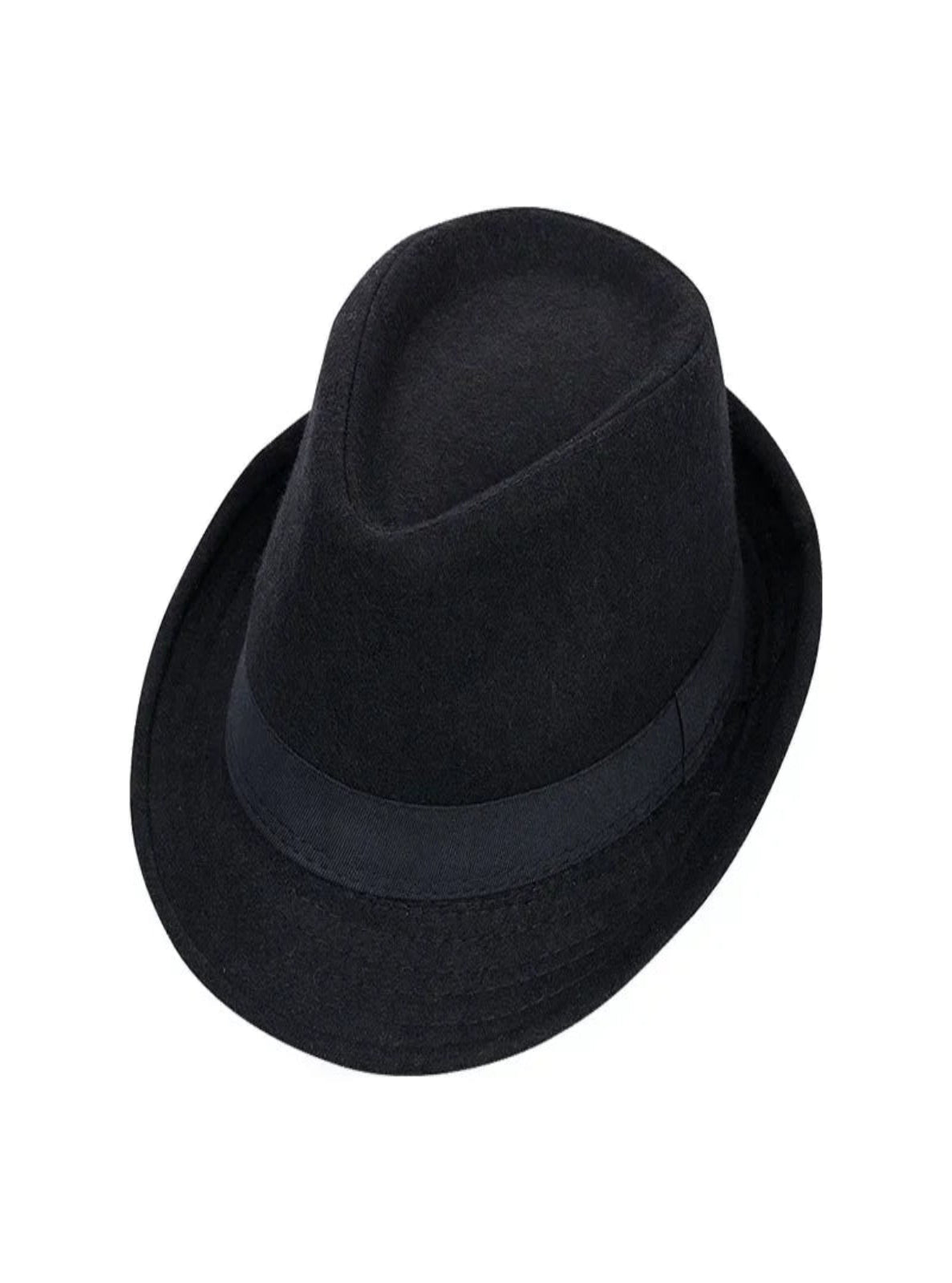 Black fedora hat on a white background