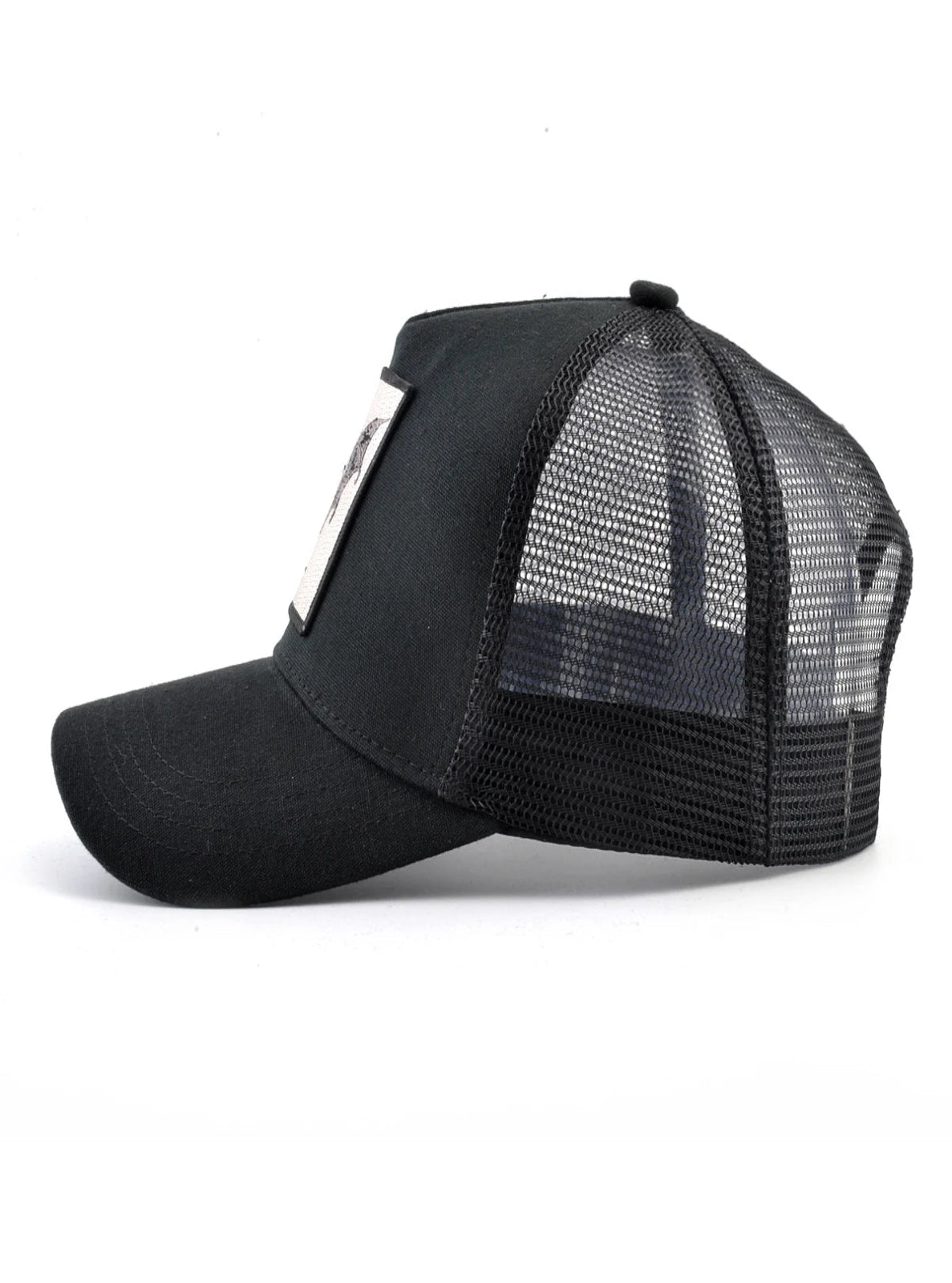 Black mesh cap on a white background