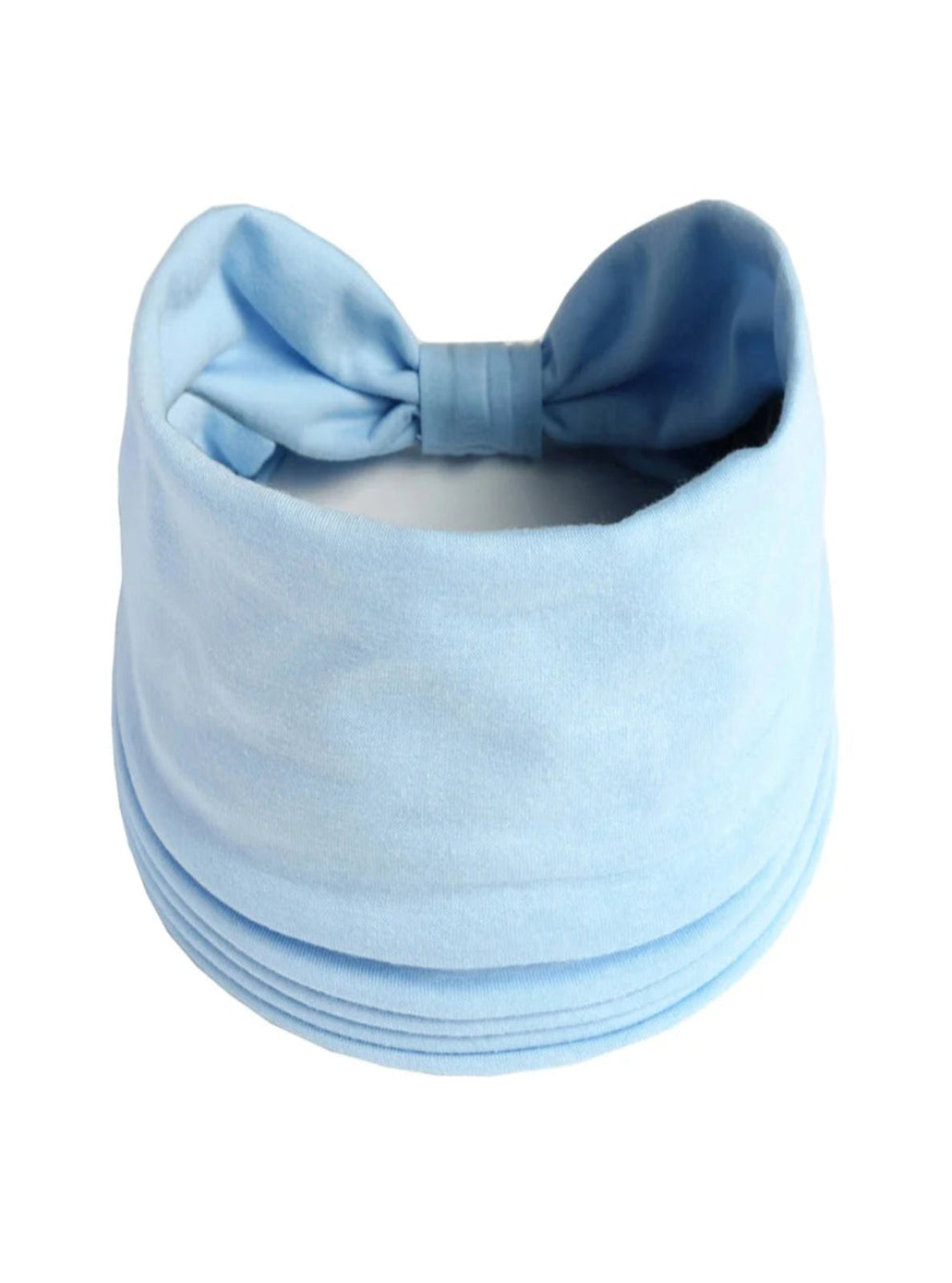 Light blue headband with a bow on a white background