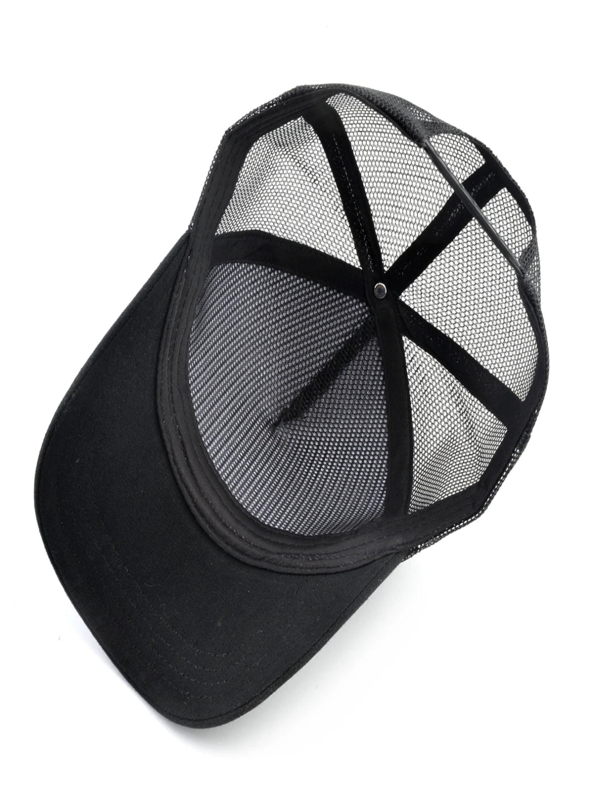 Black mesh cap on a white background