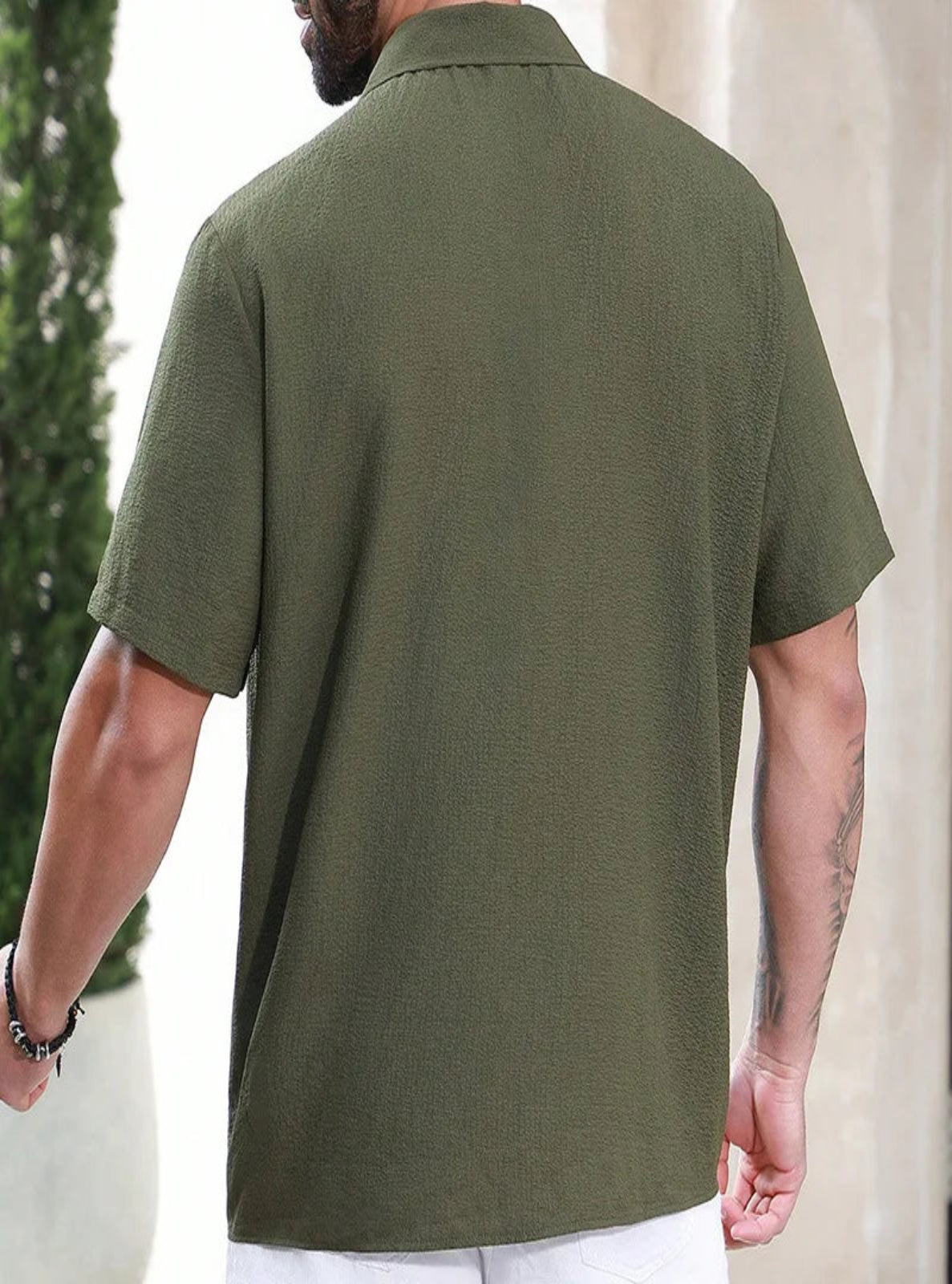Loose-Fit Rib-Knit Resort Shirt