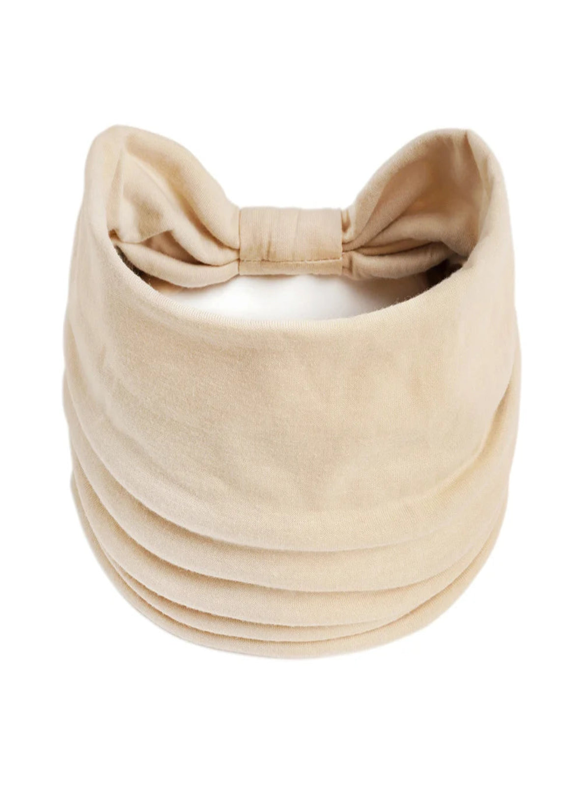 Beige headband with a bow on a white background