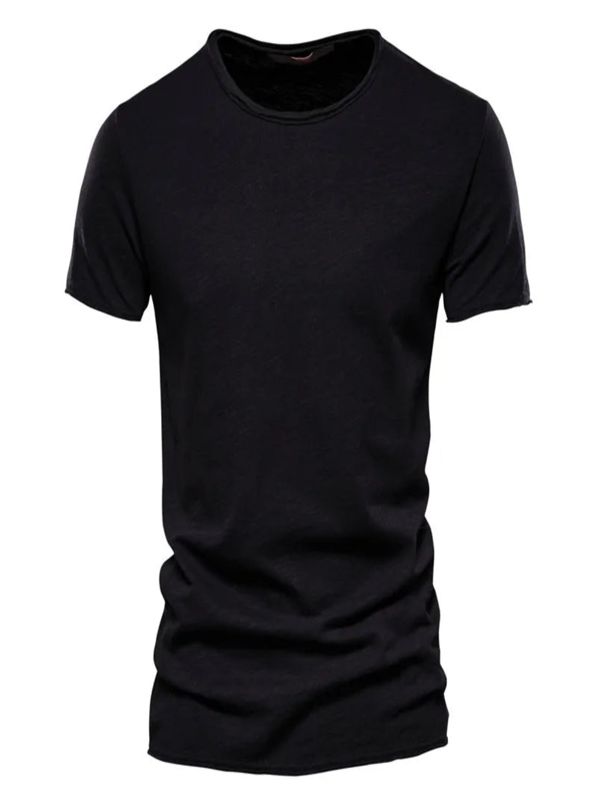 Black t-shirt on a white background