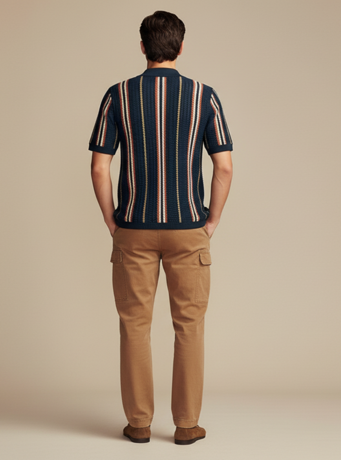 Striped Textured Viscose Knit Resort Shirt