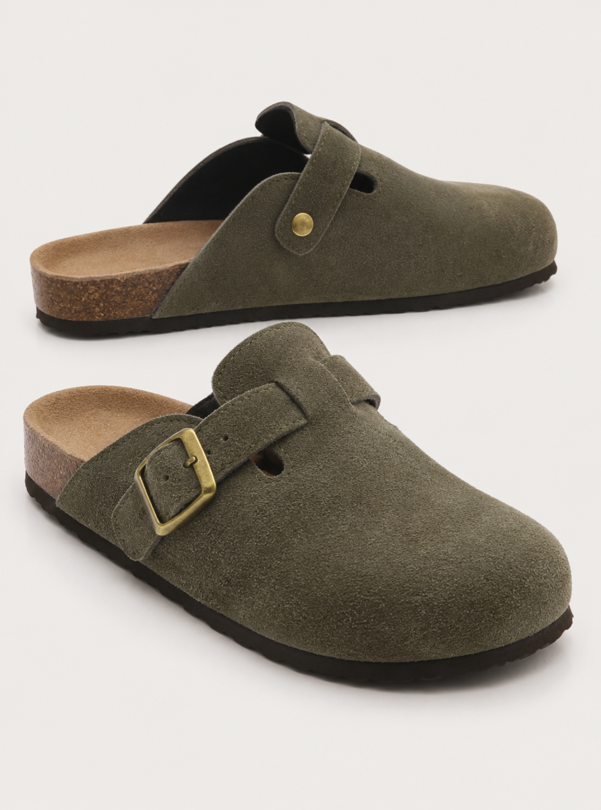 Suede Buckle Clogs