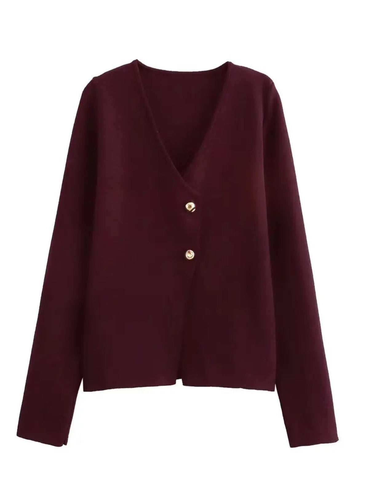 Maroon blazer with gold buttons on a white background