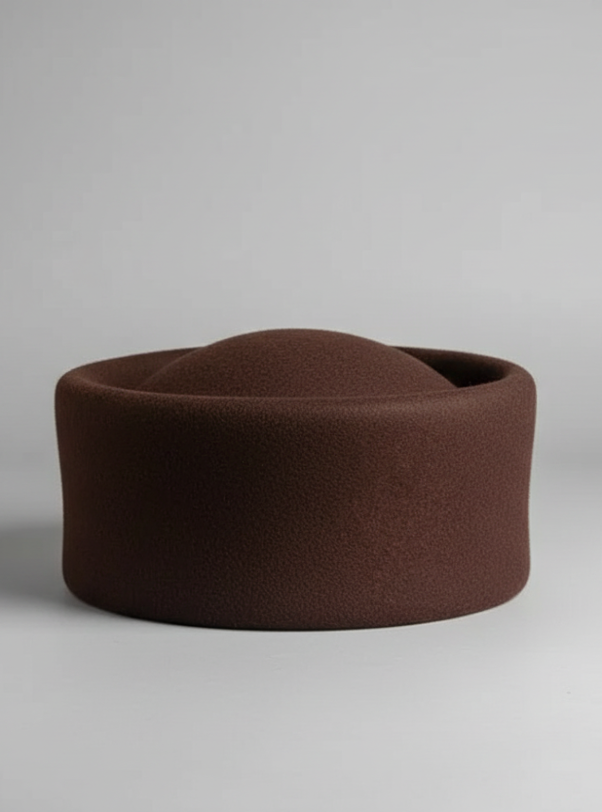 Brown felt hat on a light gray background