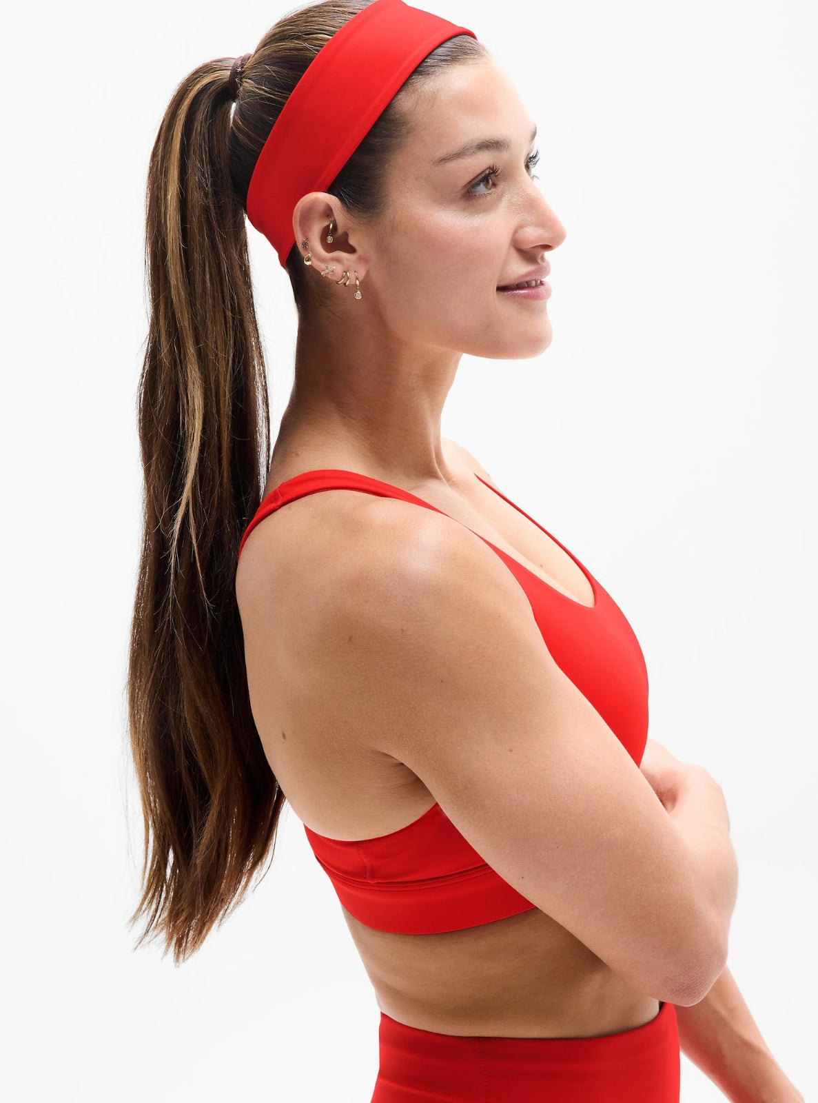 Woman wearing a red headband