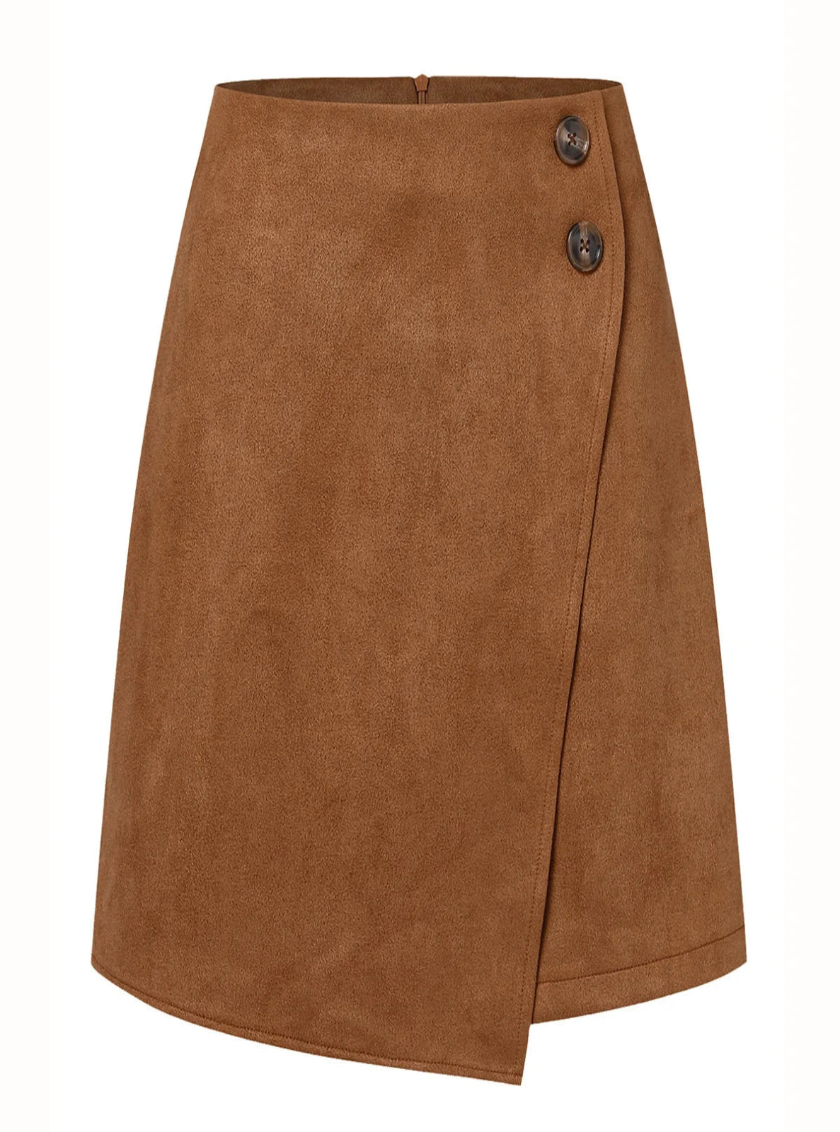 Brown skirt with button details on a white background