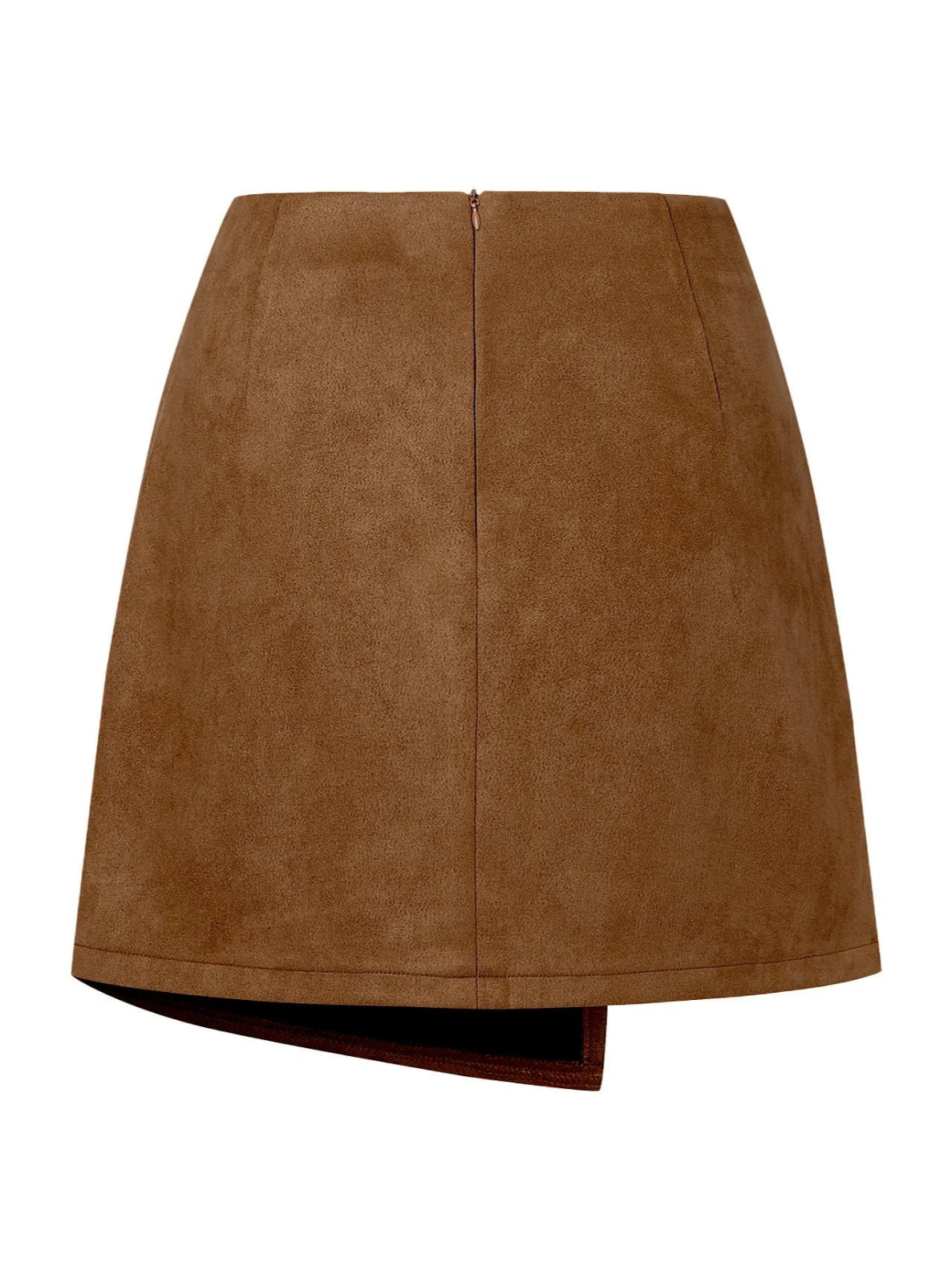 Brown suede skirt on a white background