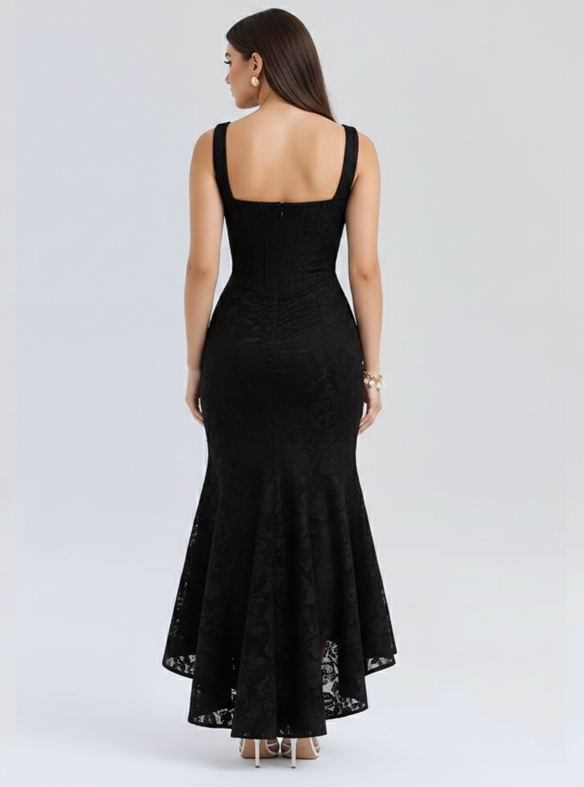 Black evening gown on a white background