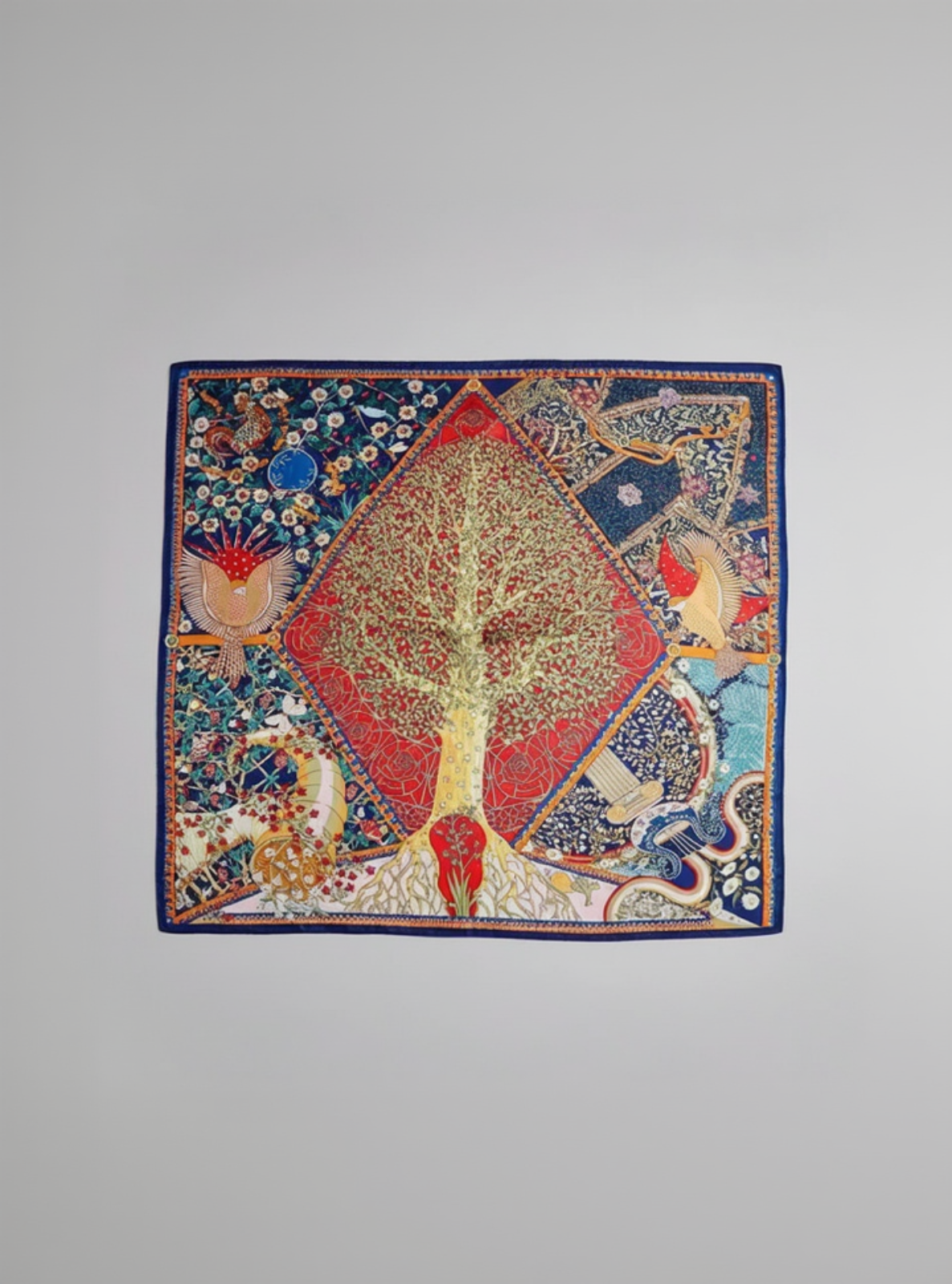 Decorative wall art with a tree design on a plain background