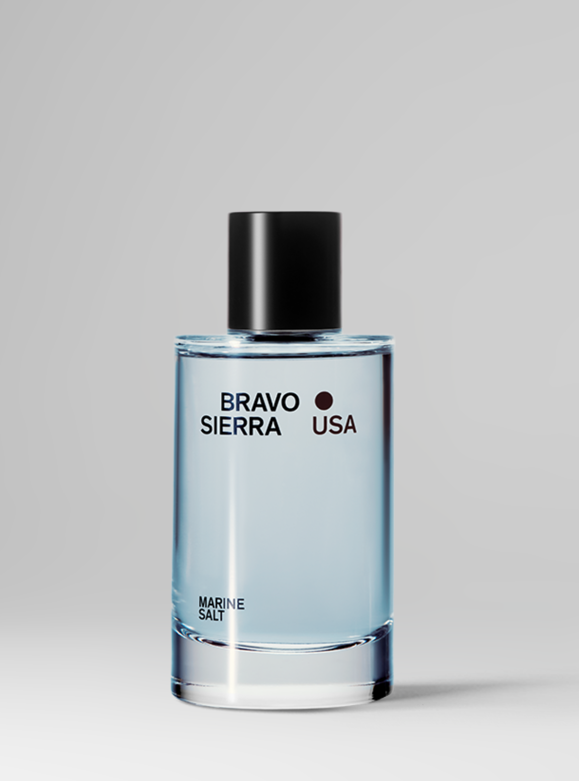 Bottle of Bravo Sierra USA Marine Salt cologne on a gray background