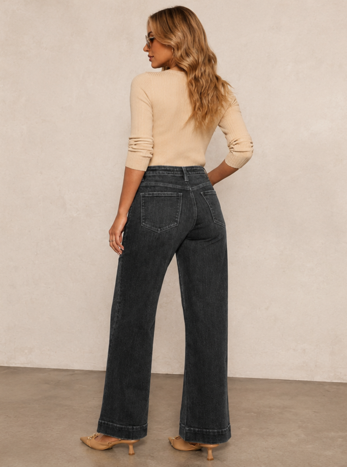 Front-Pocket Wide-Leg Jeans