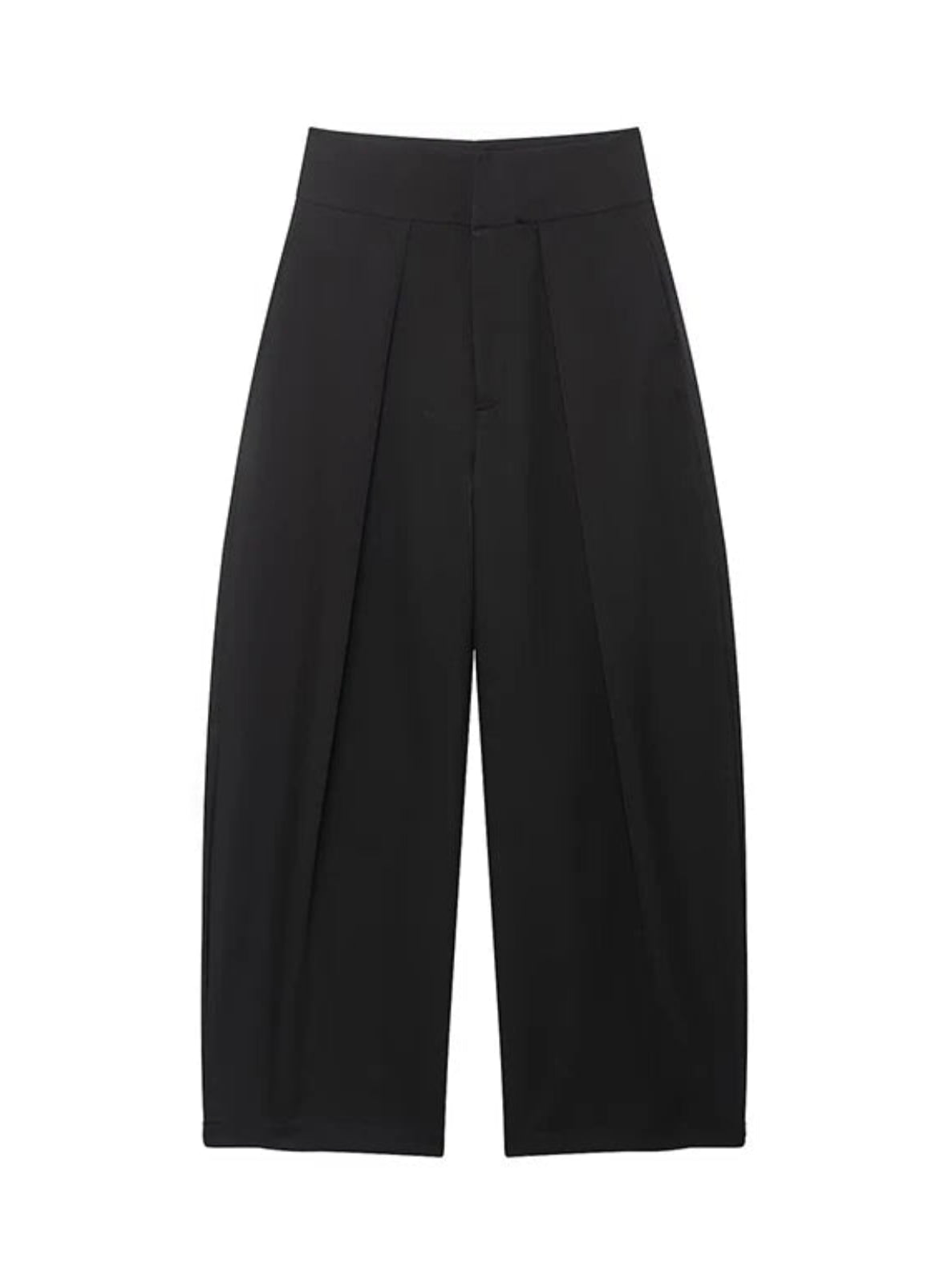 Black wide-leg pants on a white background