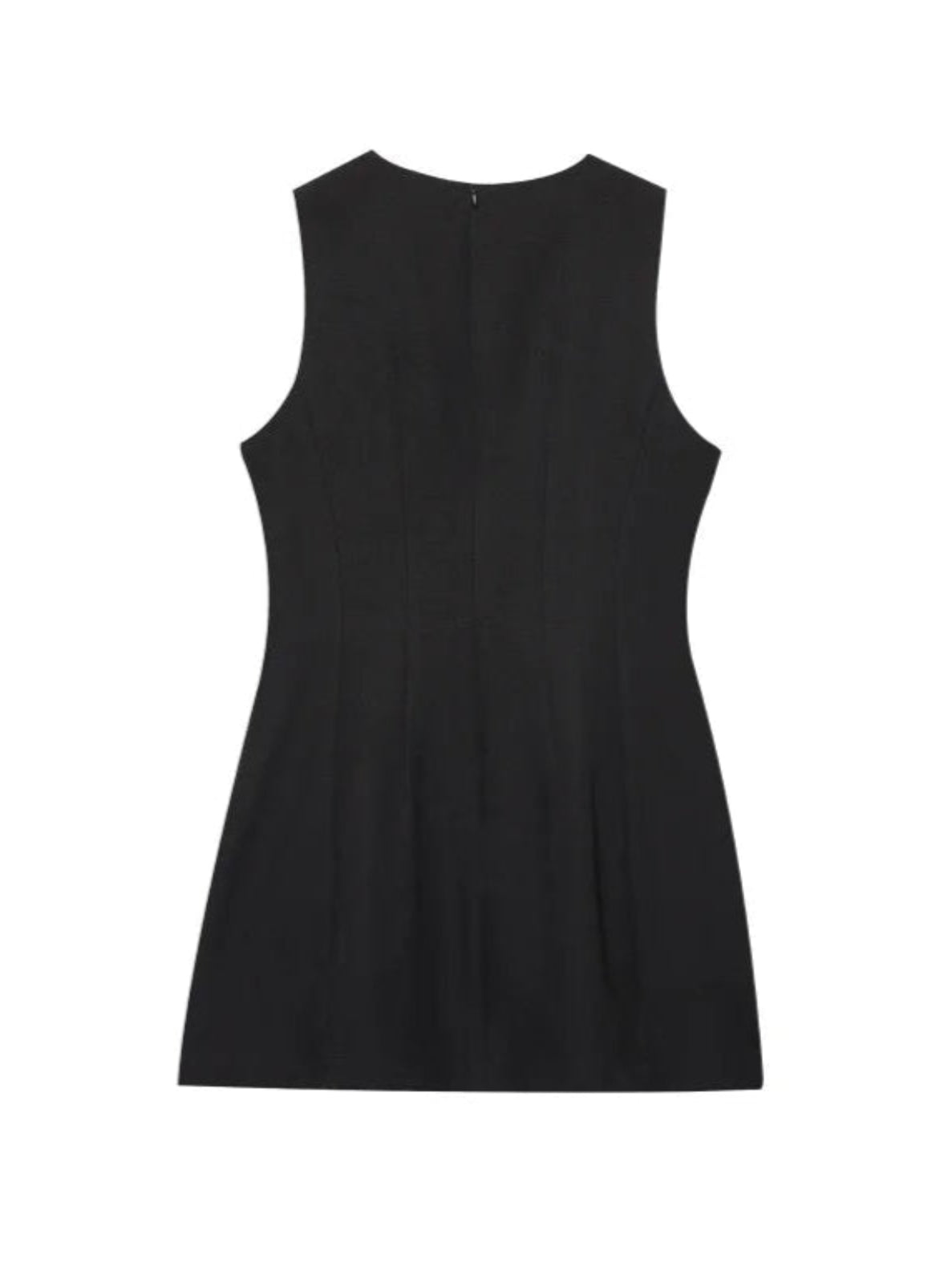 Black sleeveless dress on a white background