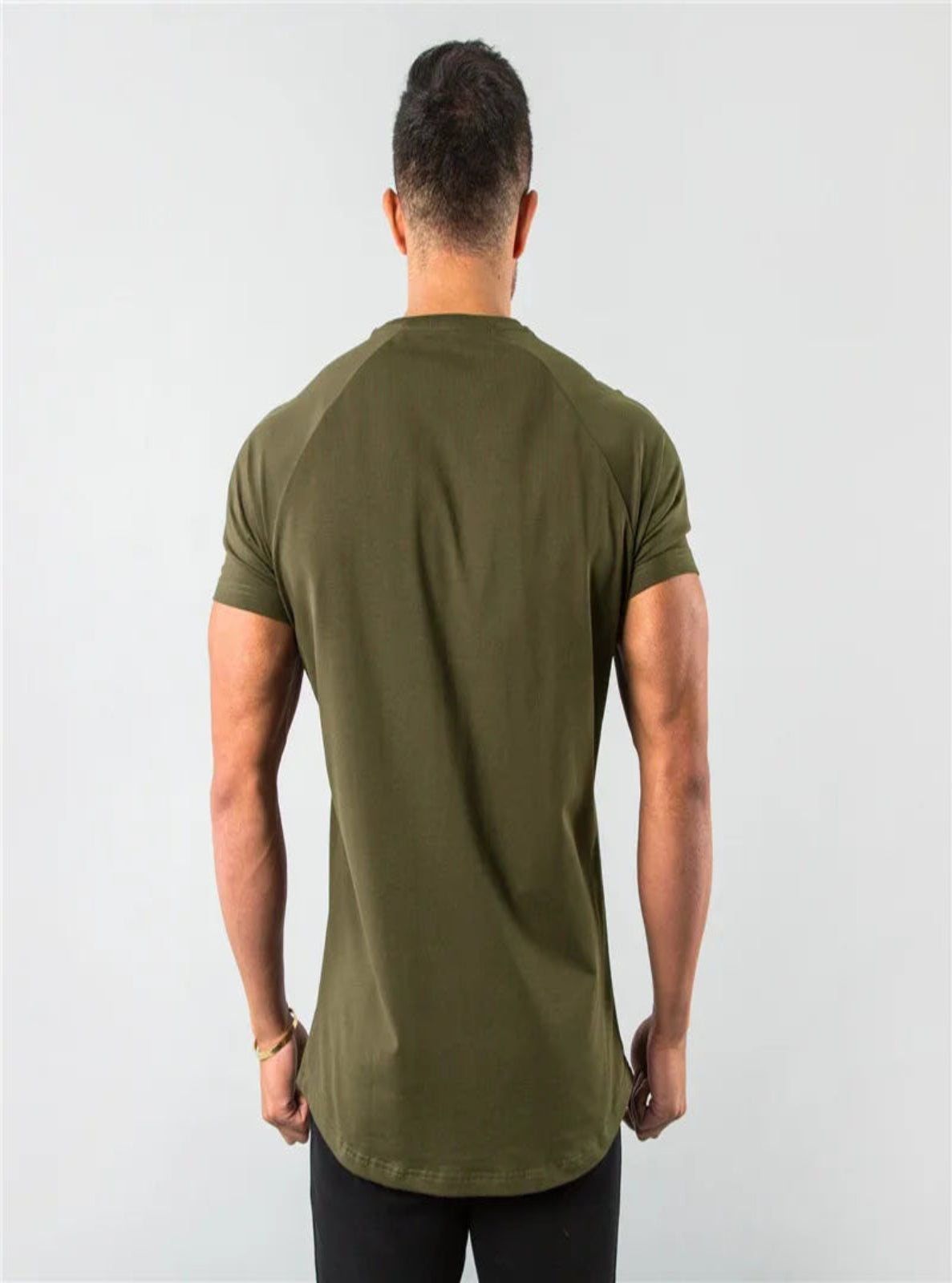 Olive back Muscle-Fit Sports Shirt
