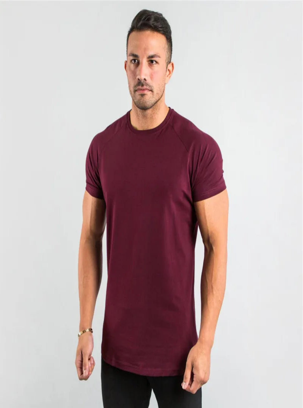 Wine Red Muscle-Fit Sports Shirt