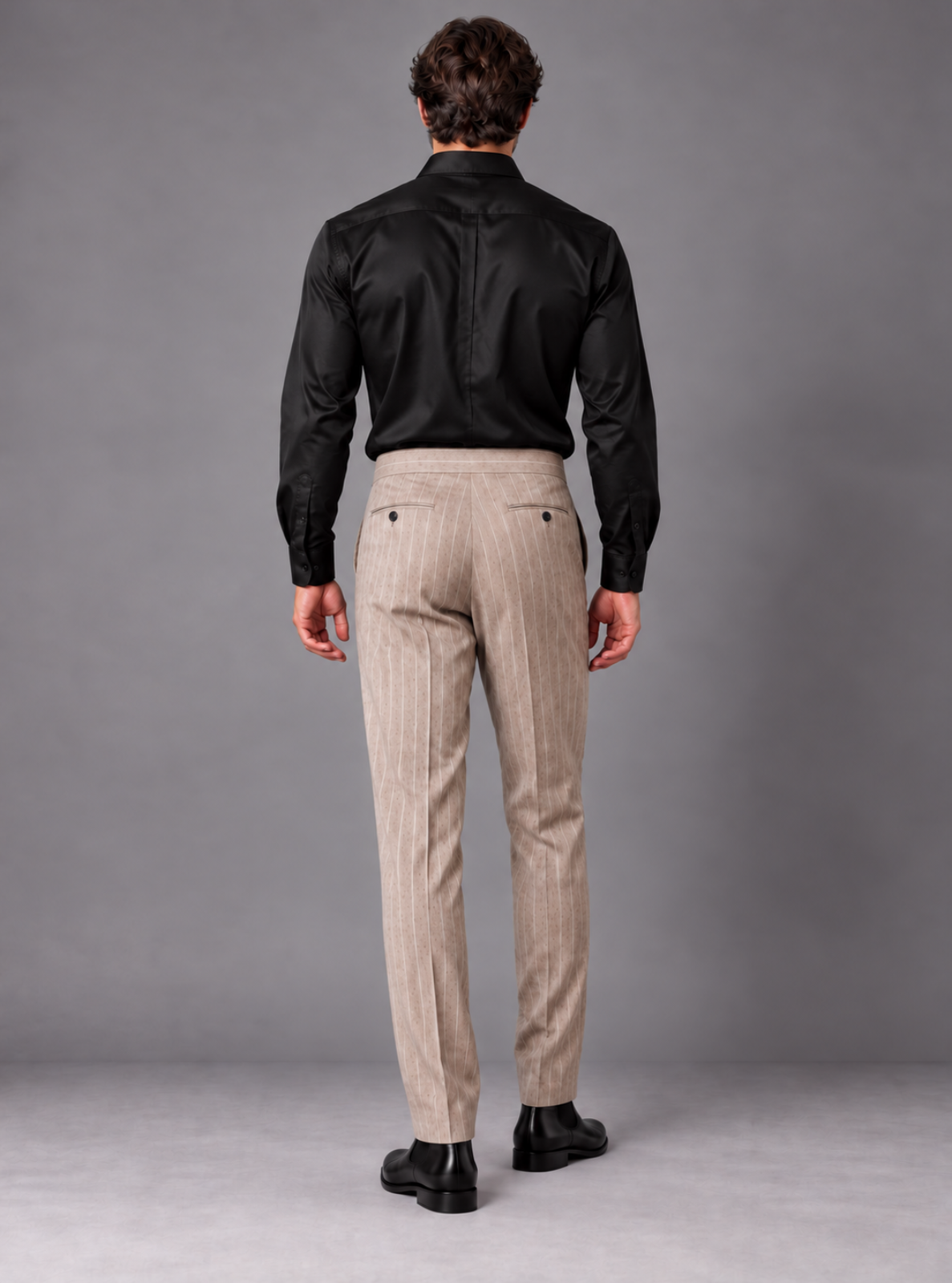Pinstripe Pleated Tailored Trousers