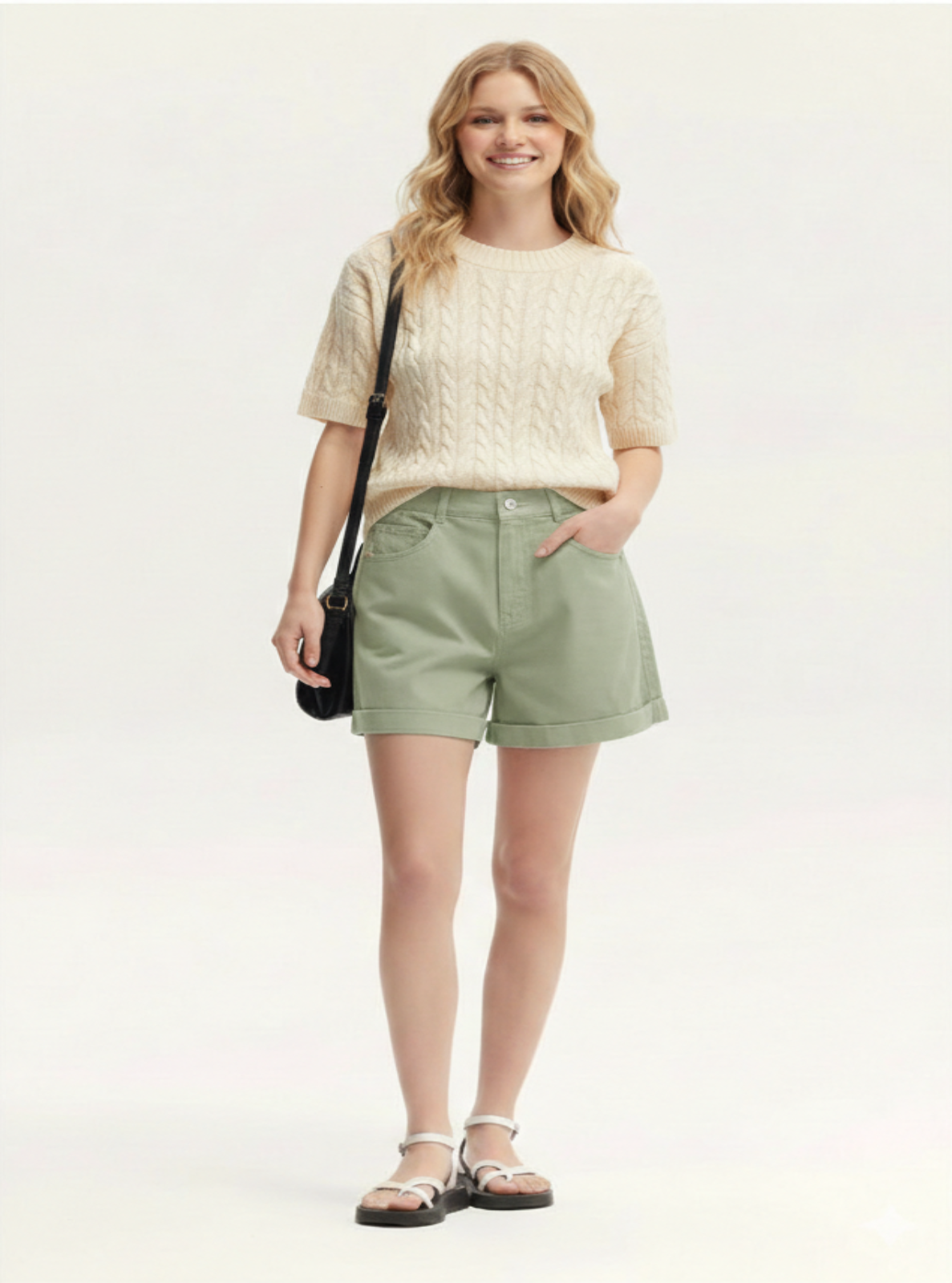 Relaxed Gathered-Waist Twill Short