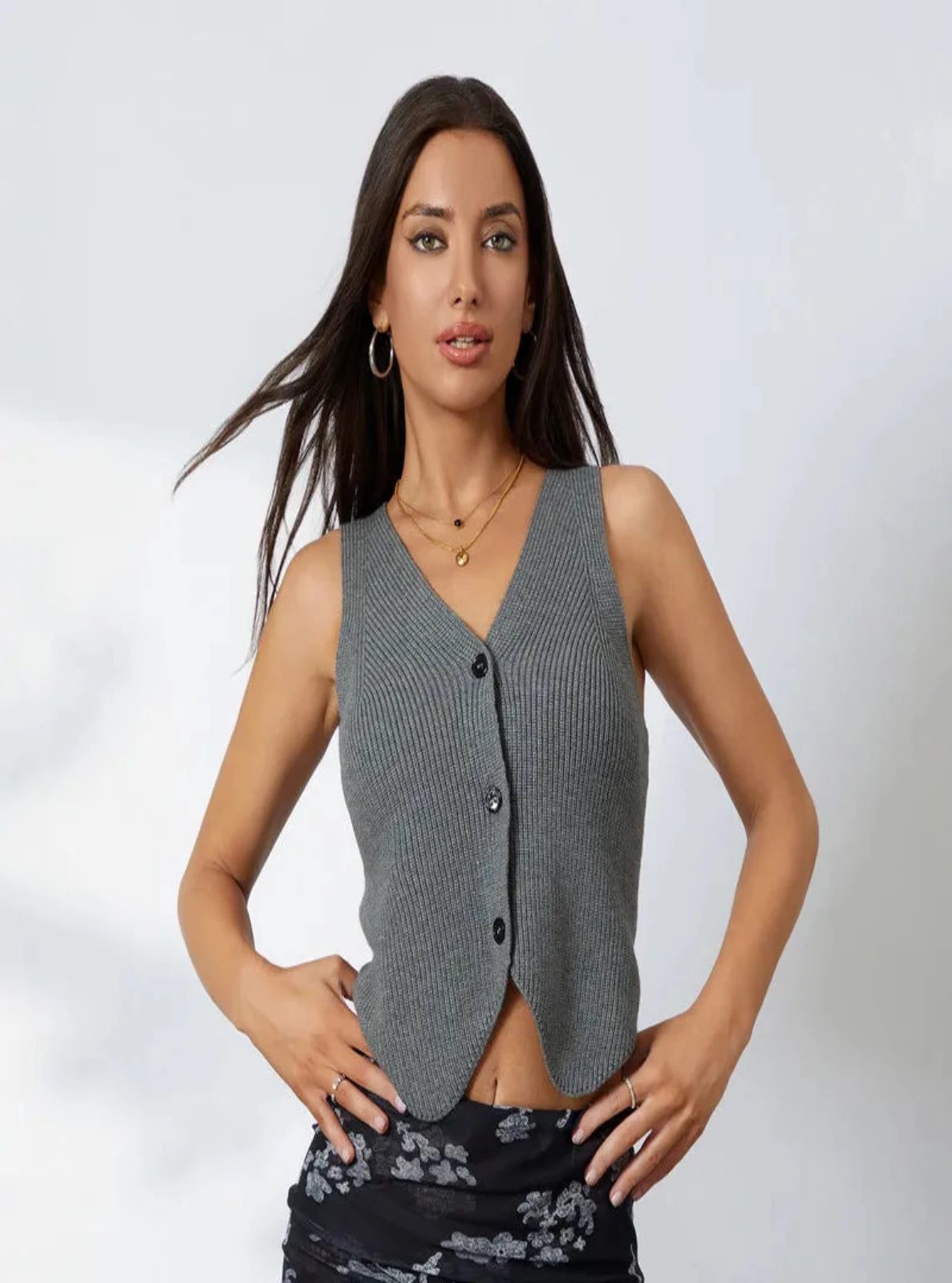 Button-front Sweater Vest