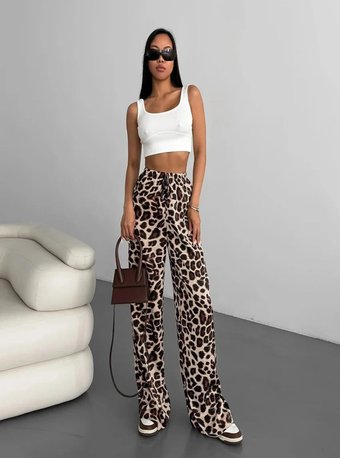 Wide-leg Leopard Pants