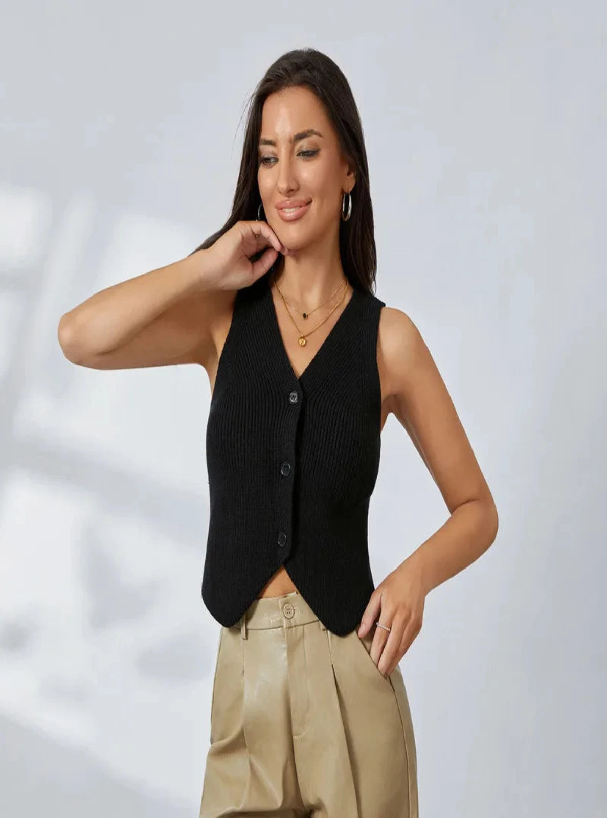 Button-front Sweater Vest