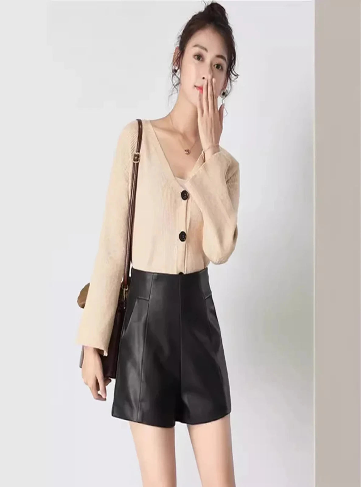 High Waist Coated Shorts