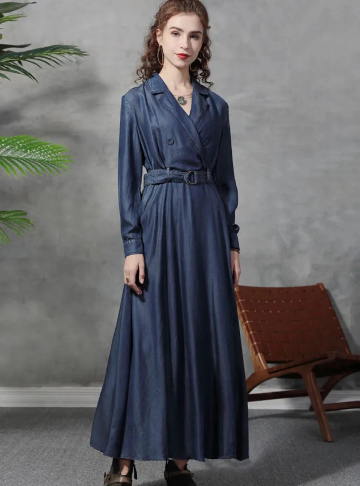 Belted Midi Denim Shirtdress