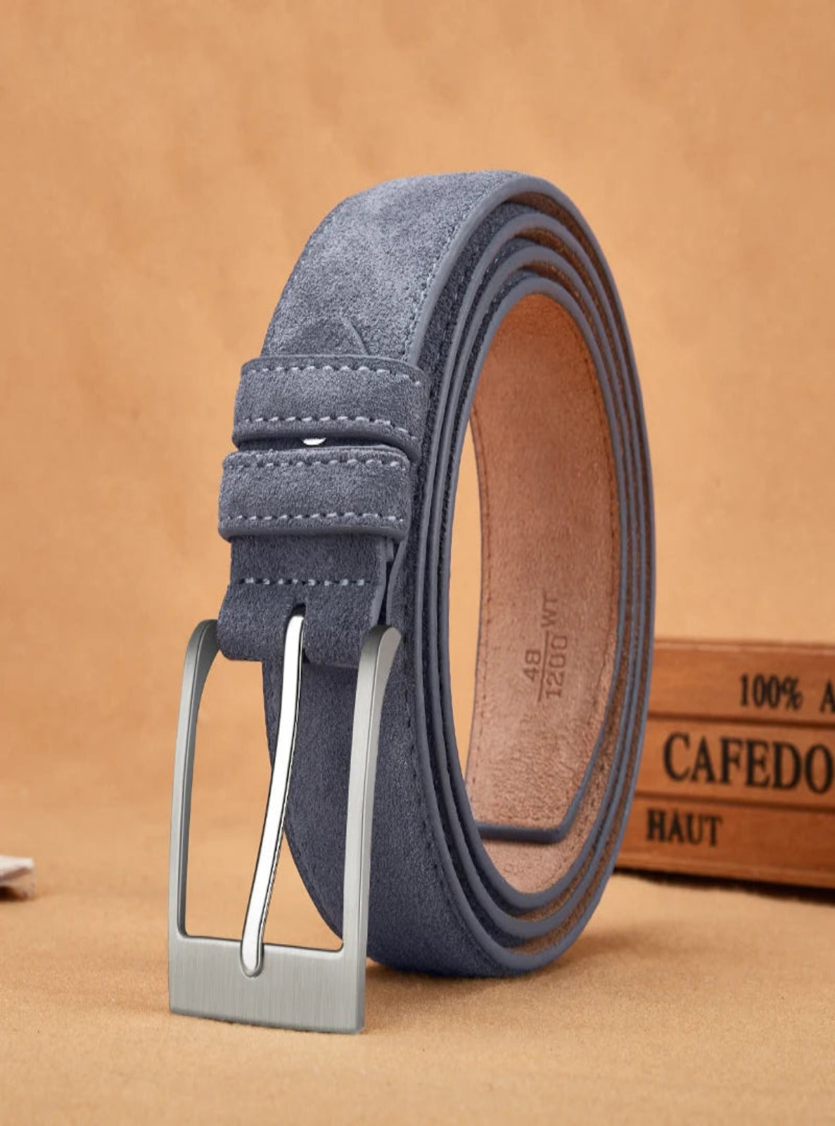 Steel Blue suede belt