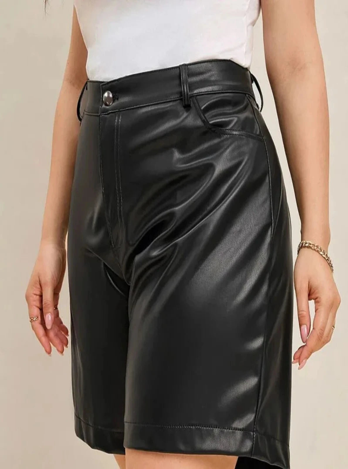 High Waist Leather Shorts