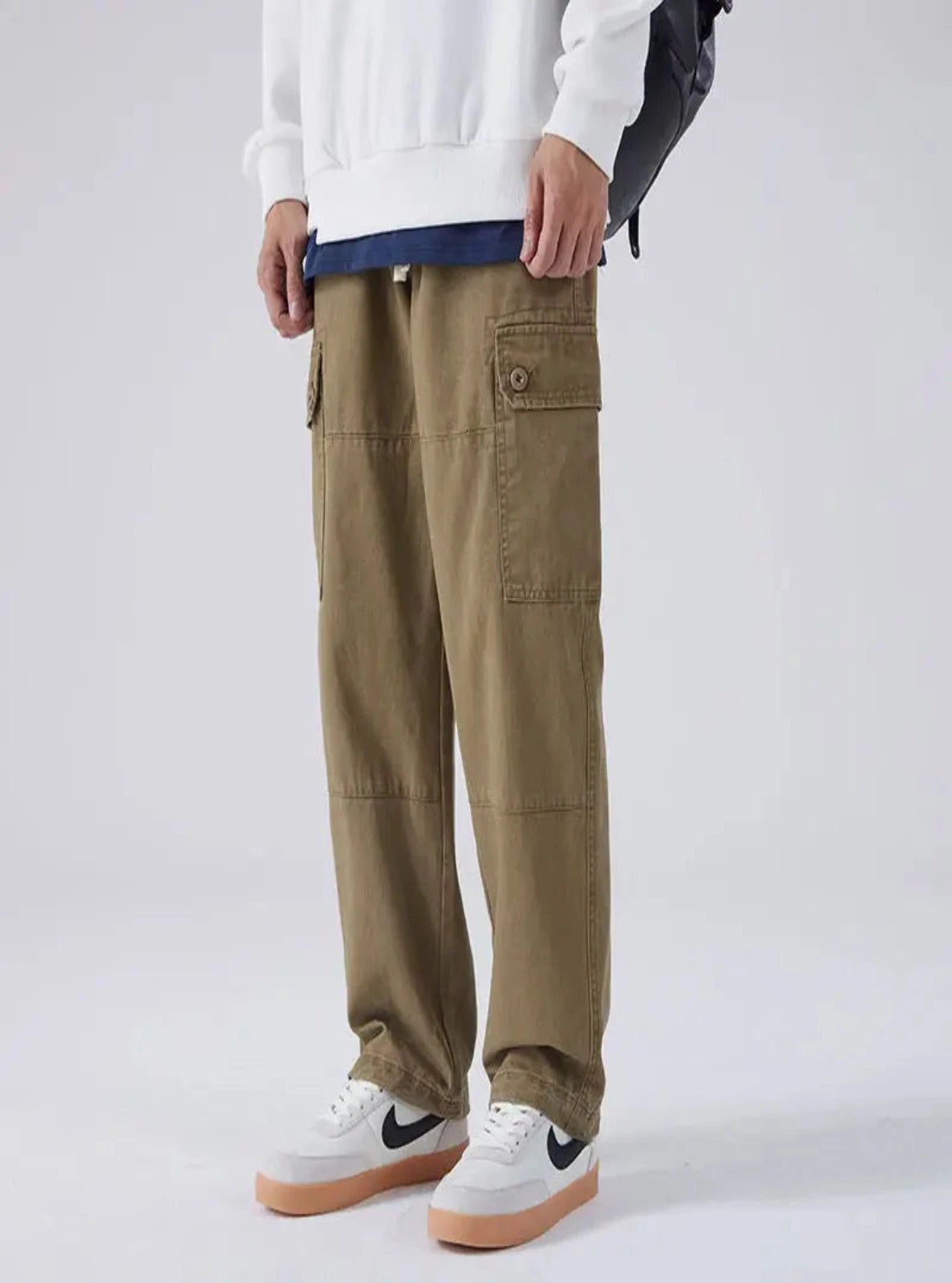 Straight-leg Drawstring Cargo Pants